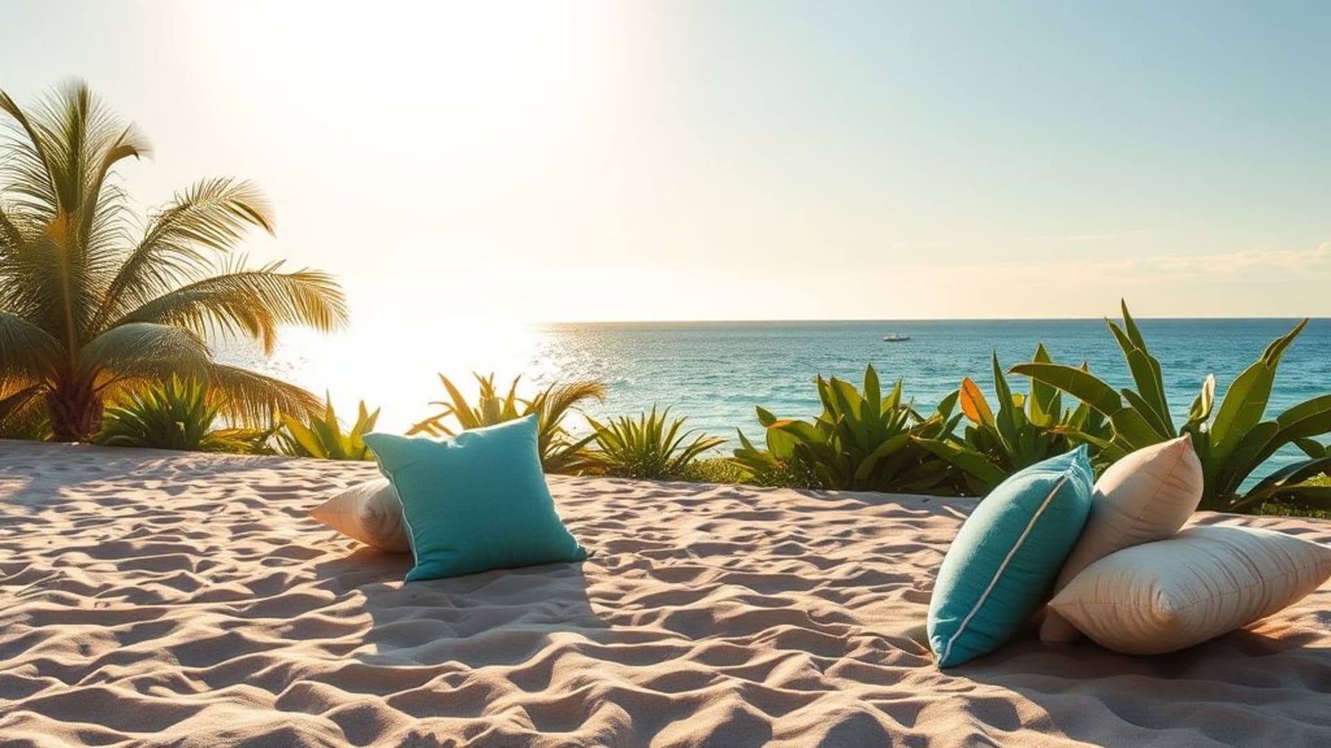 couchers de soleil sur plages tropicales aux couleurs vives et textures détaillées