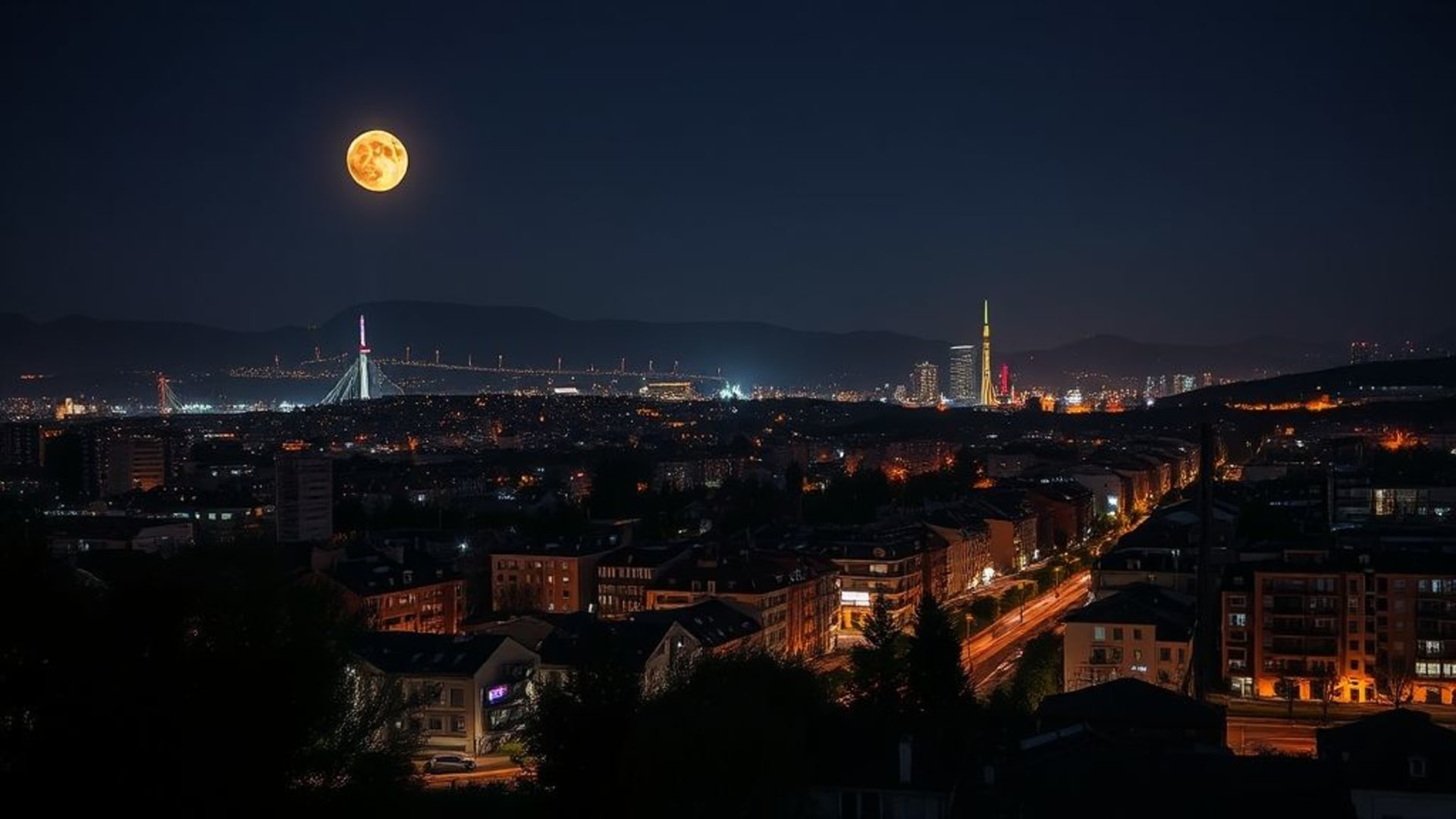 paysages urbains nocturnes avec lumières néon et silhouettes de gratte-ciel modernes