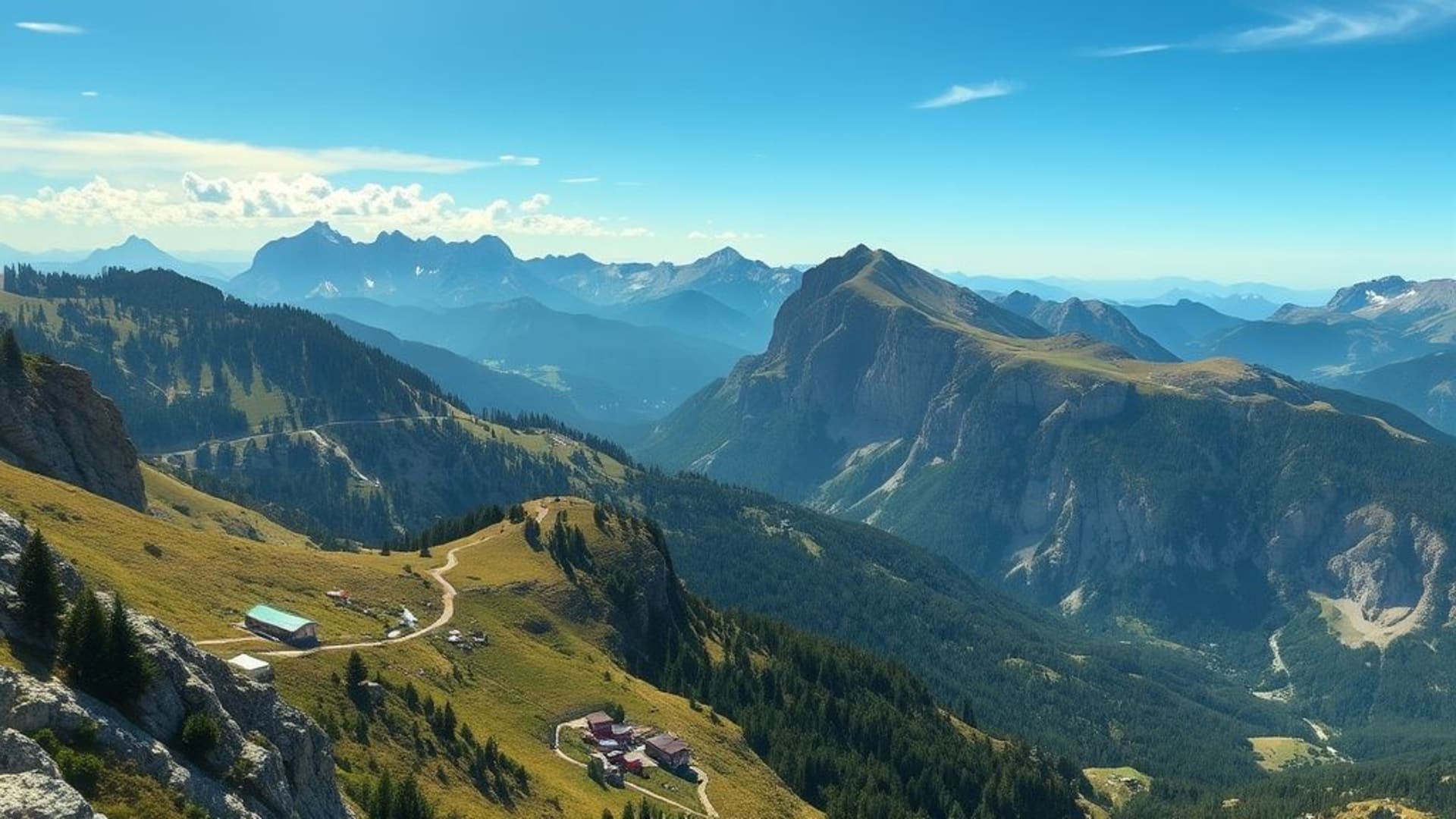 vues aériennes de routes sinueuses à travers montagnes luxuriantes