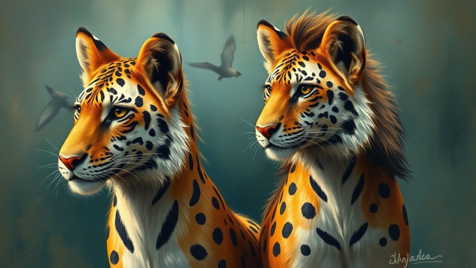 portraits de animaux sauvages en style peinture réaliste