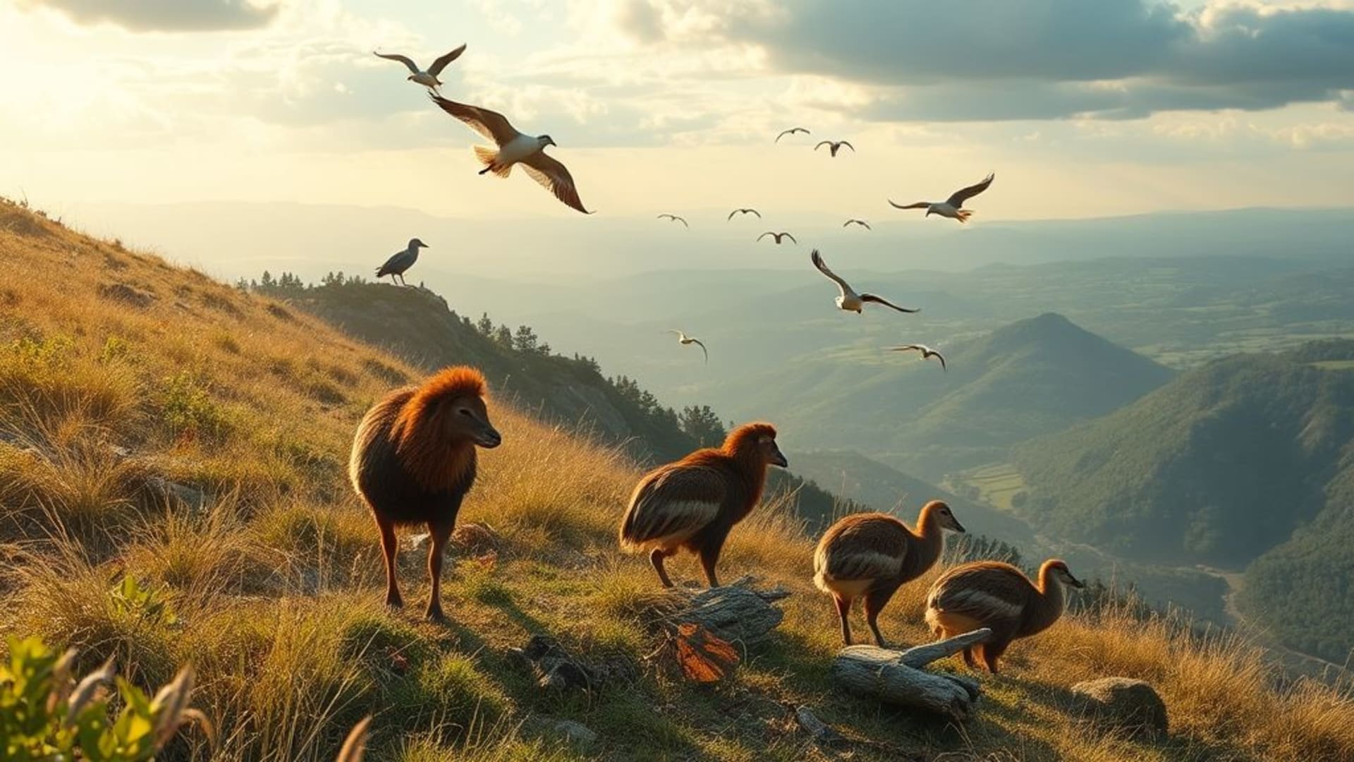 animaux sauvages en liberté dans habitat naturel, oiseaux migrateurs à l'horizon
