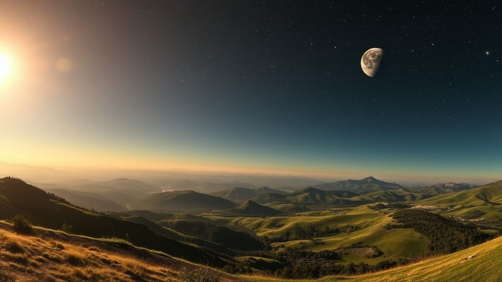 paysages lunaires ou planétaires, vue de la Voie Lactée à l'œil nu