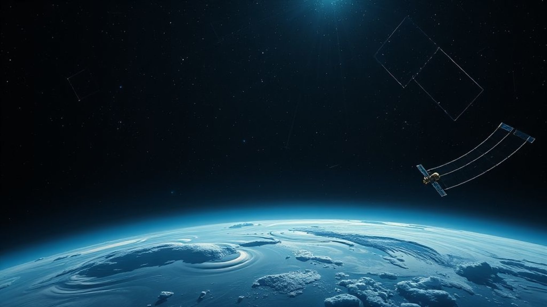 espaces cosmiques avec satellites, vues satellites de la Terre éclairée