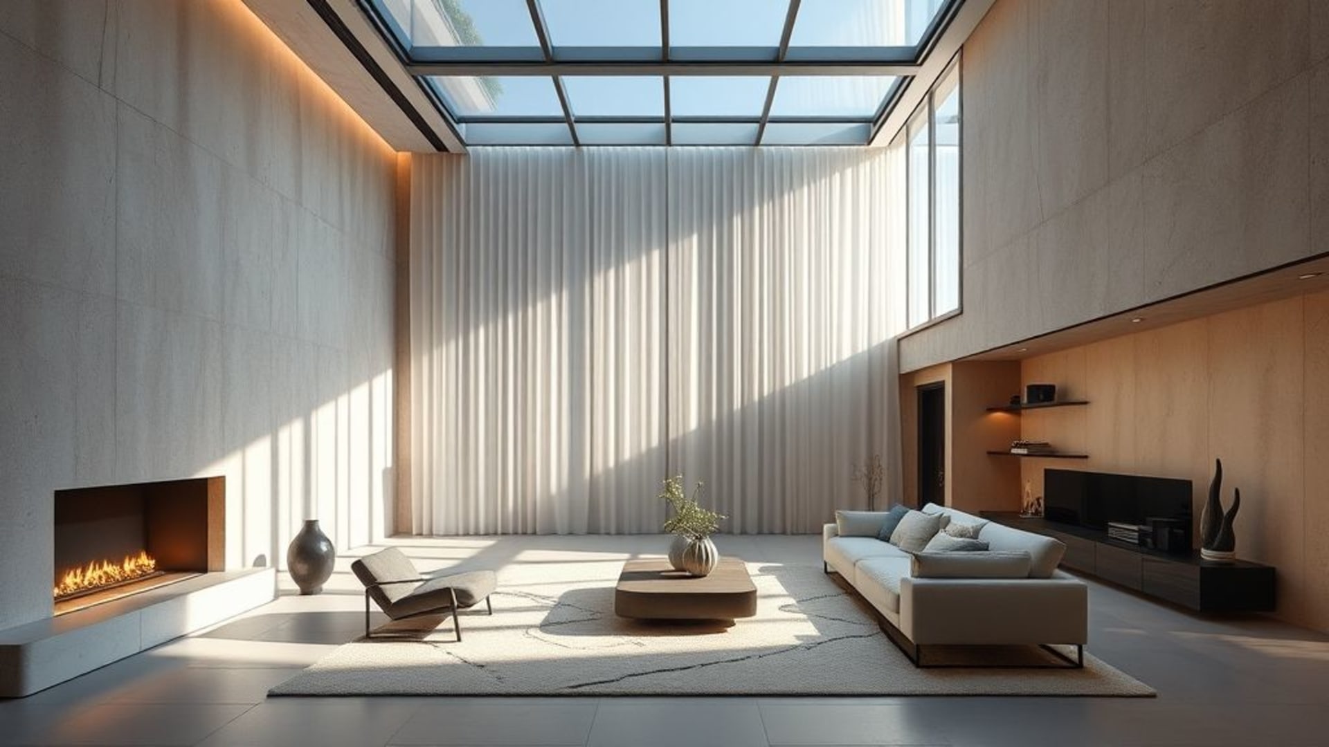 architecture contemporaine audacieuse, intérieurs minimalistes lumineux