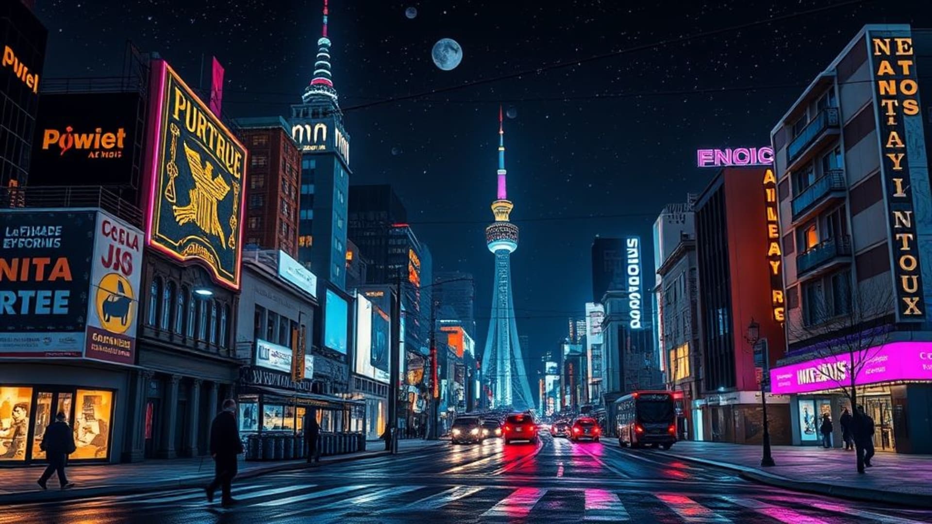 art numérique de villes futuristes la nuit