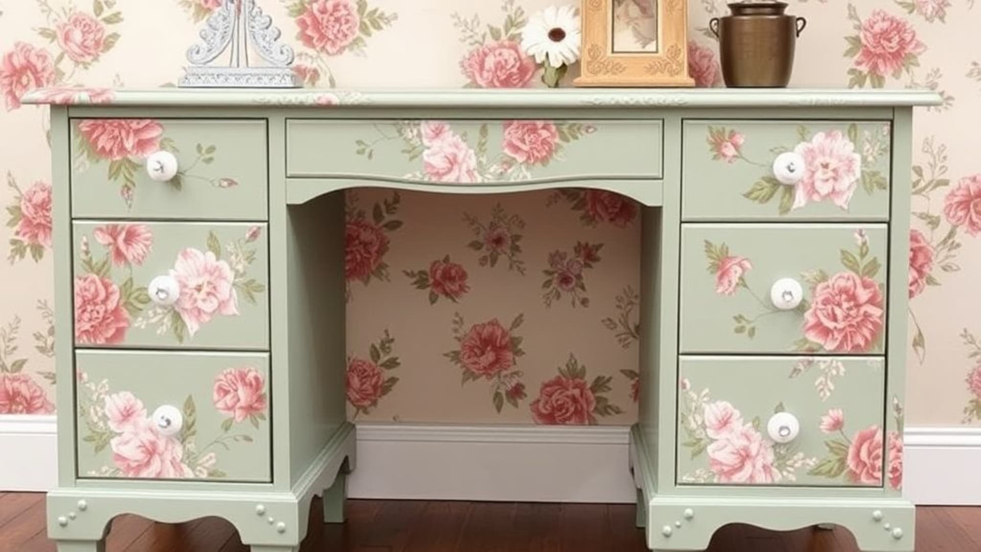 motifs floraux vintage pour bureau