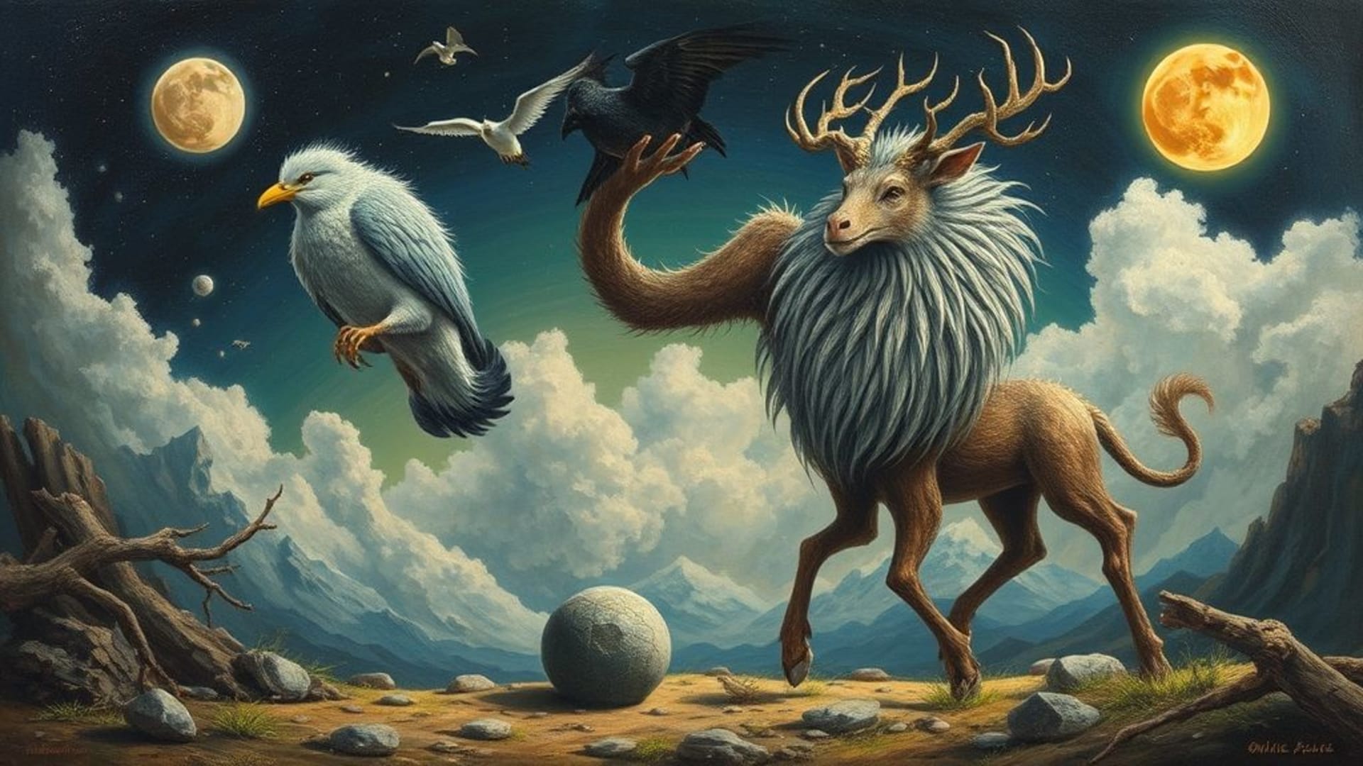 œuvres surréalistes avec animaux mythiques