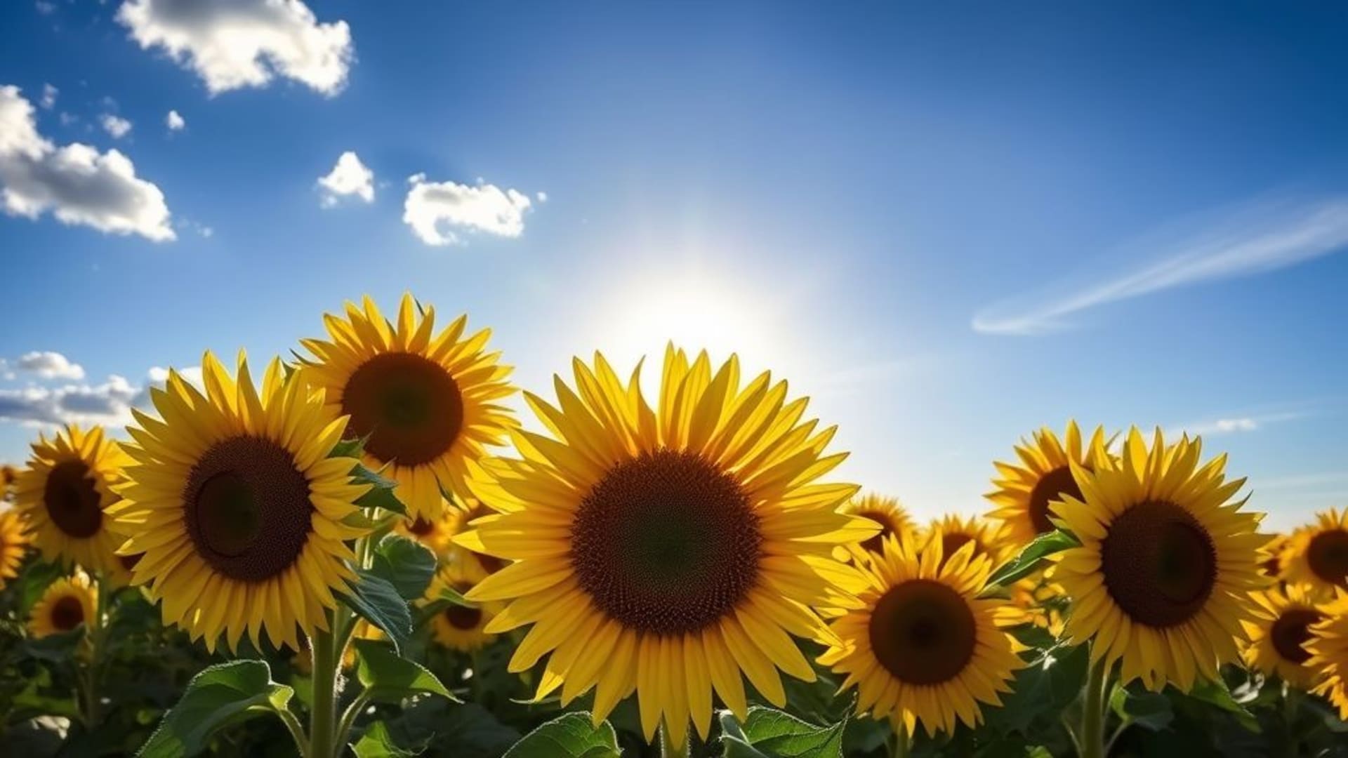 images de champs de tournesols sous ciel bleu