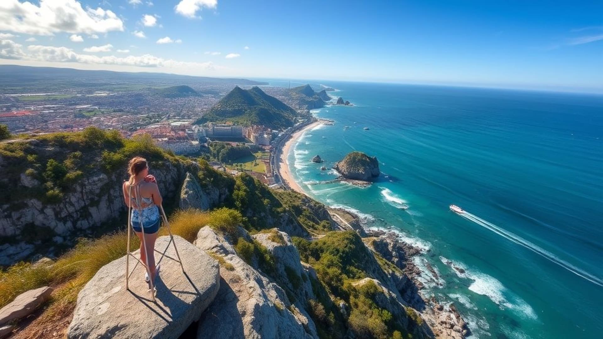 au sommet d’une falaise avec vue panoramique sur l’océan