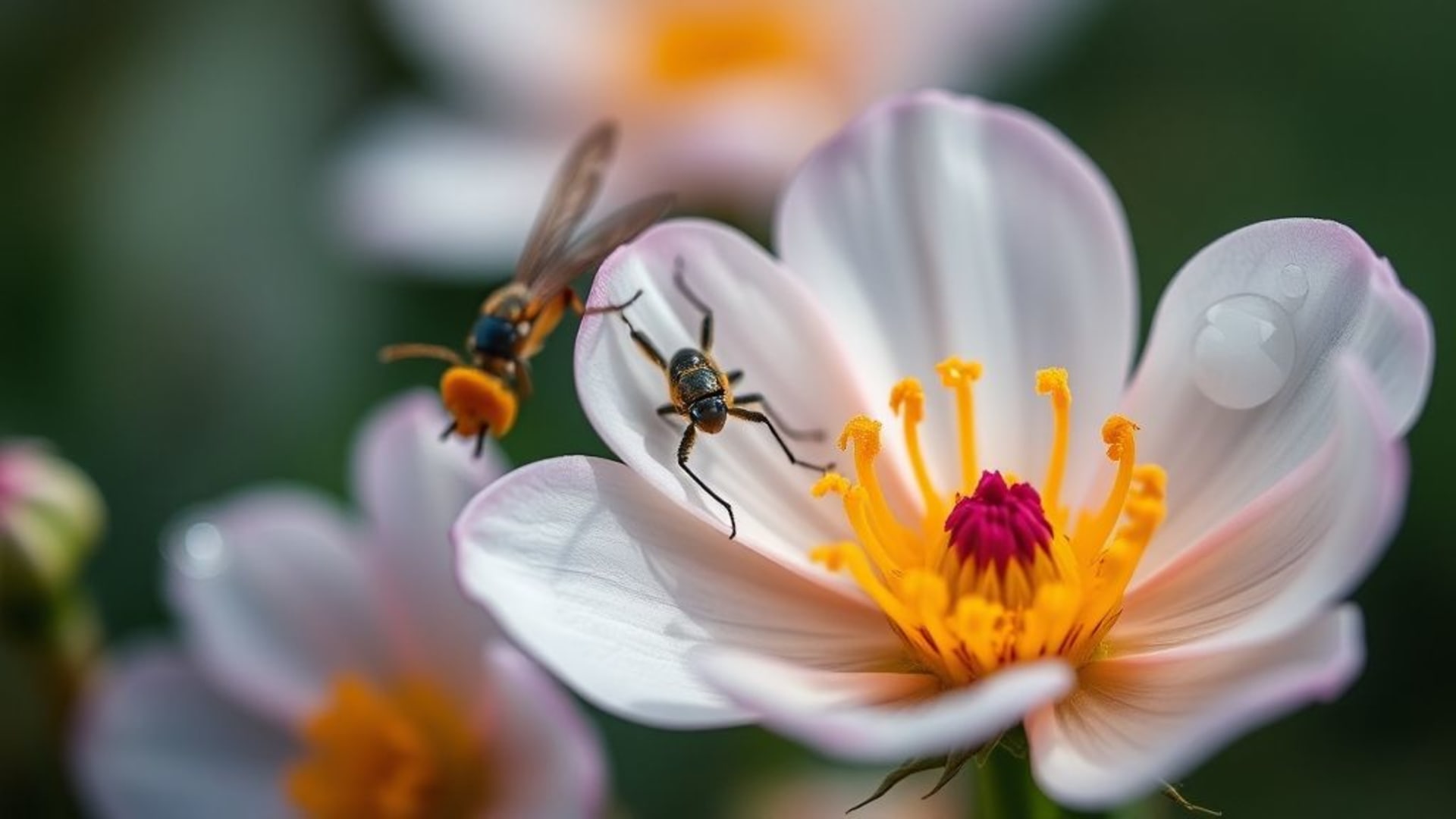 nature en macro avec fleurs, insectes ou gouttes d'eau
