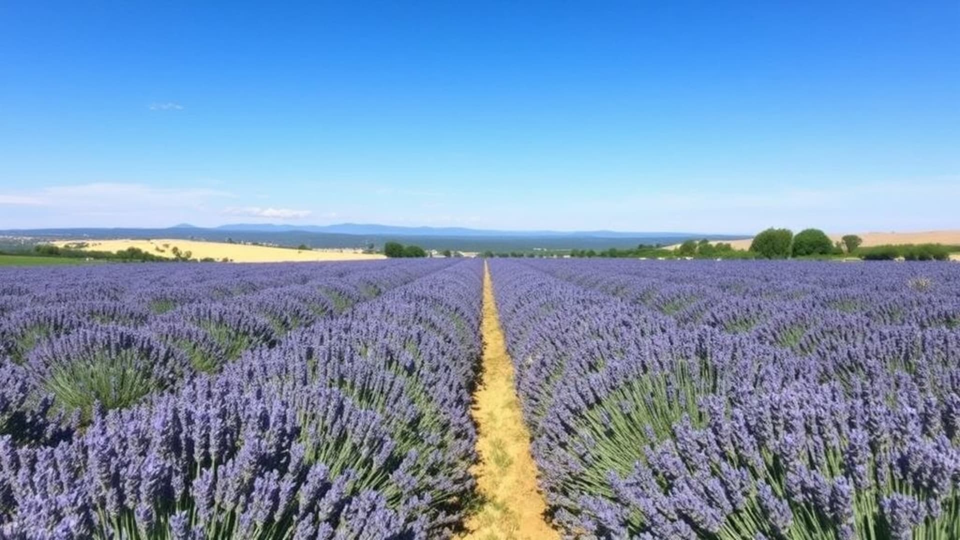 champs de lavande en Provence sous ciel bleu clair