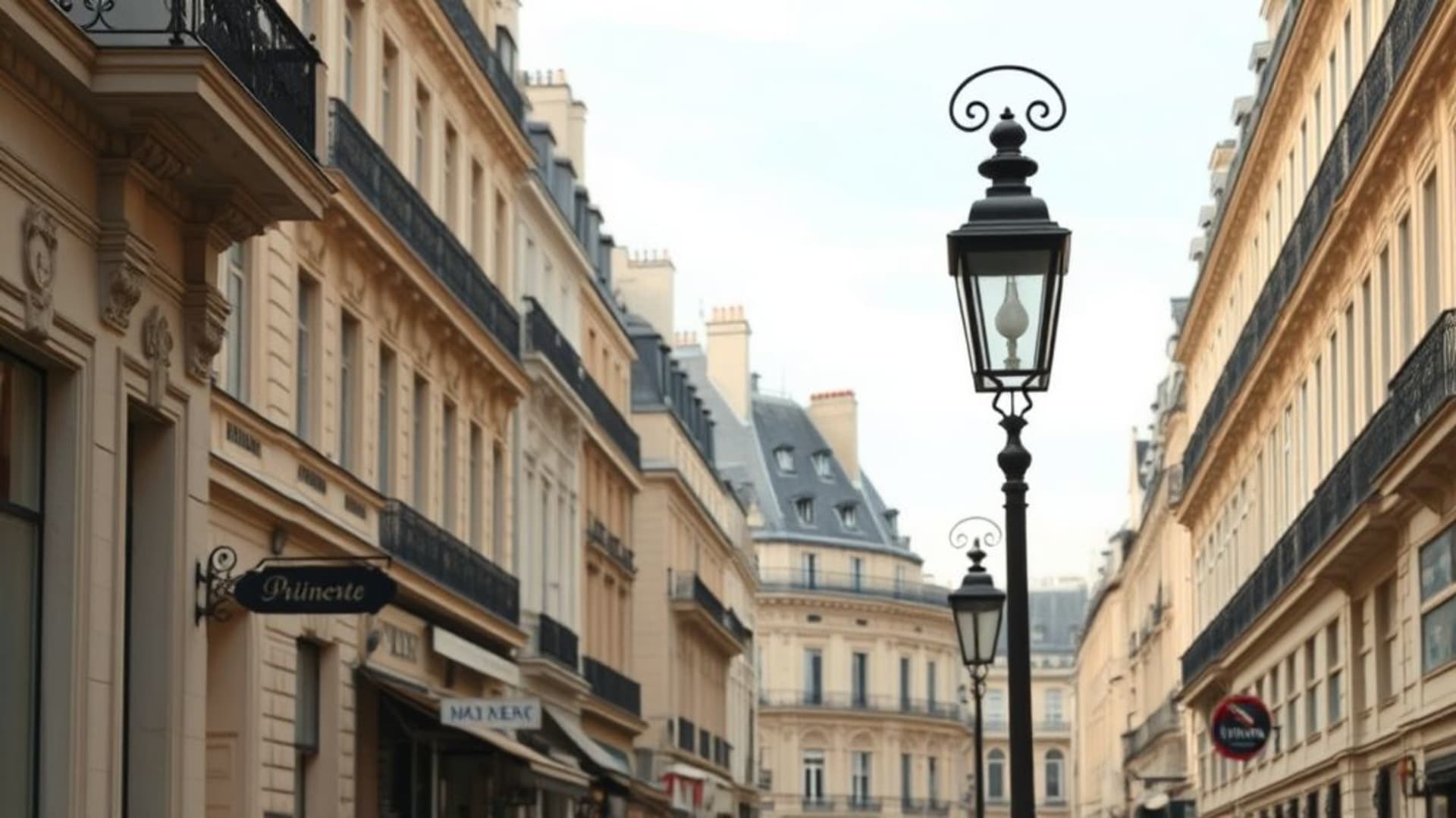 rues parisiennes avec architecture historique et lampadaires vintage