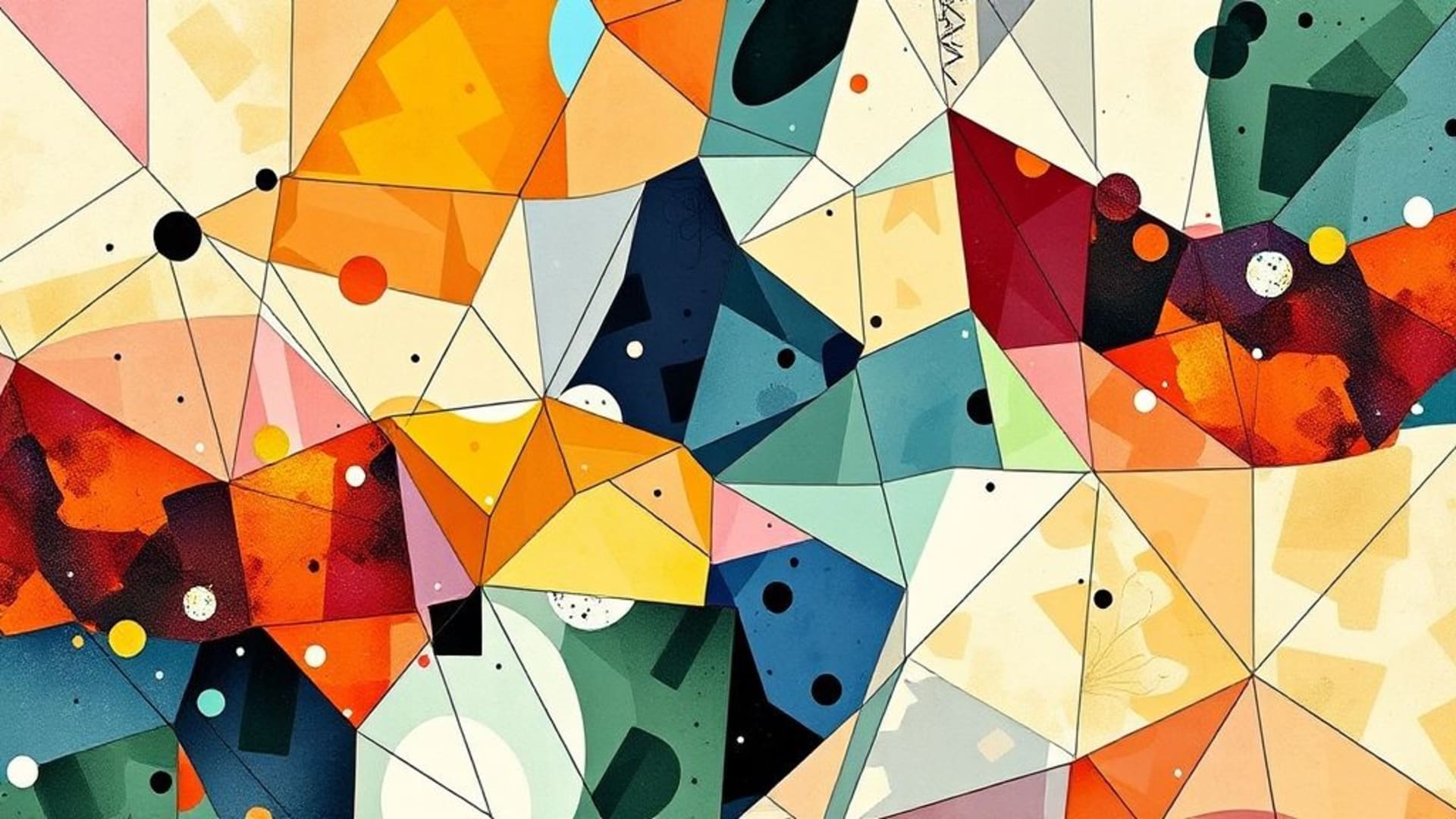 art abstrait numérique avec formes géométriques et couleurs vives