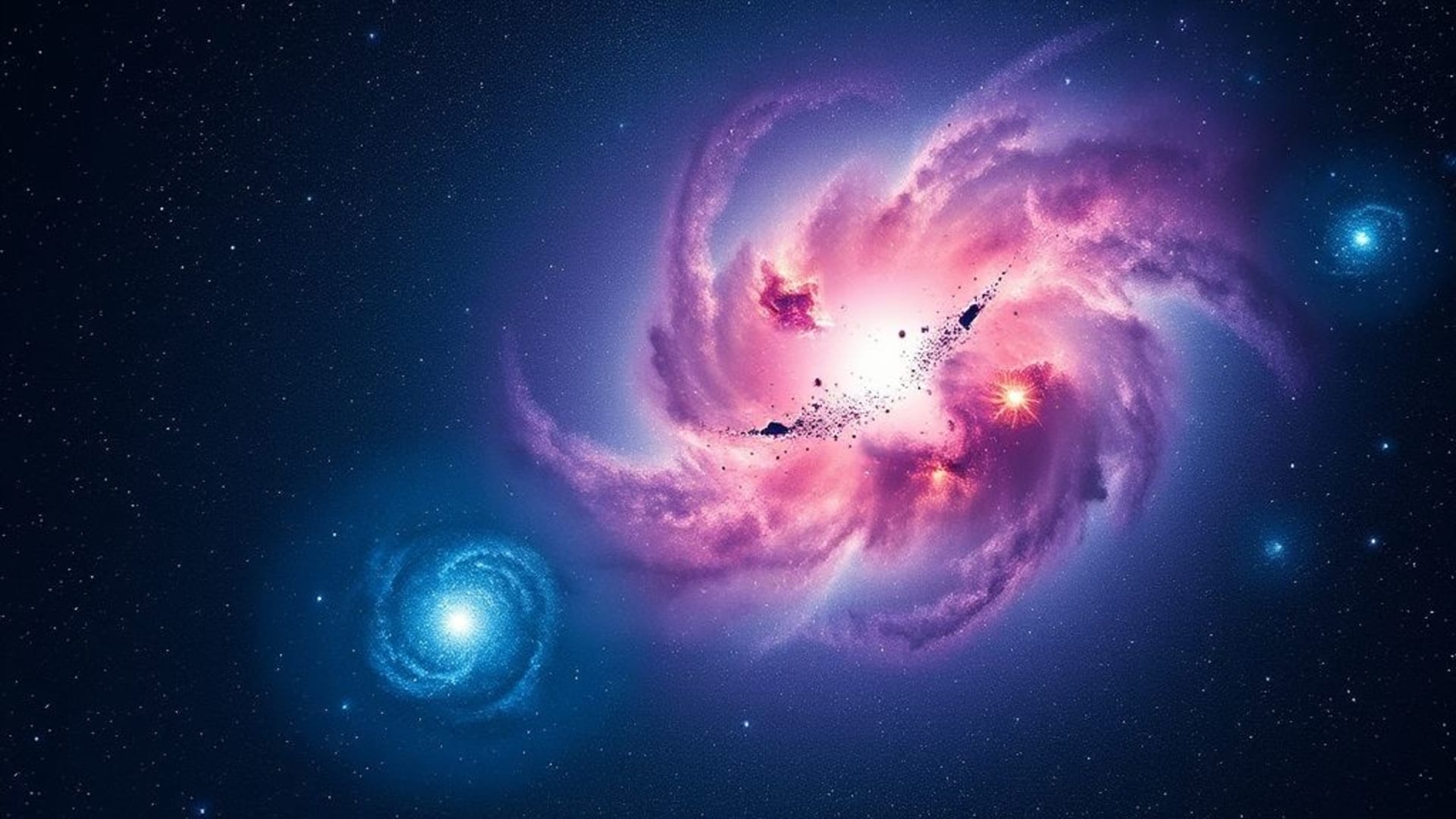 images artistiques de galaxies lointaines et nebulas