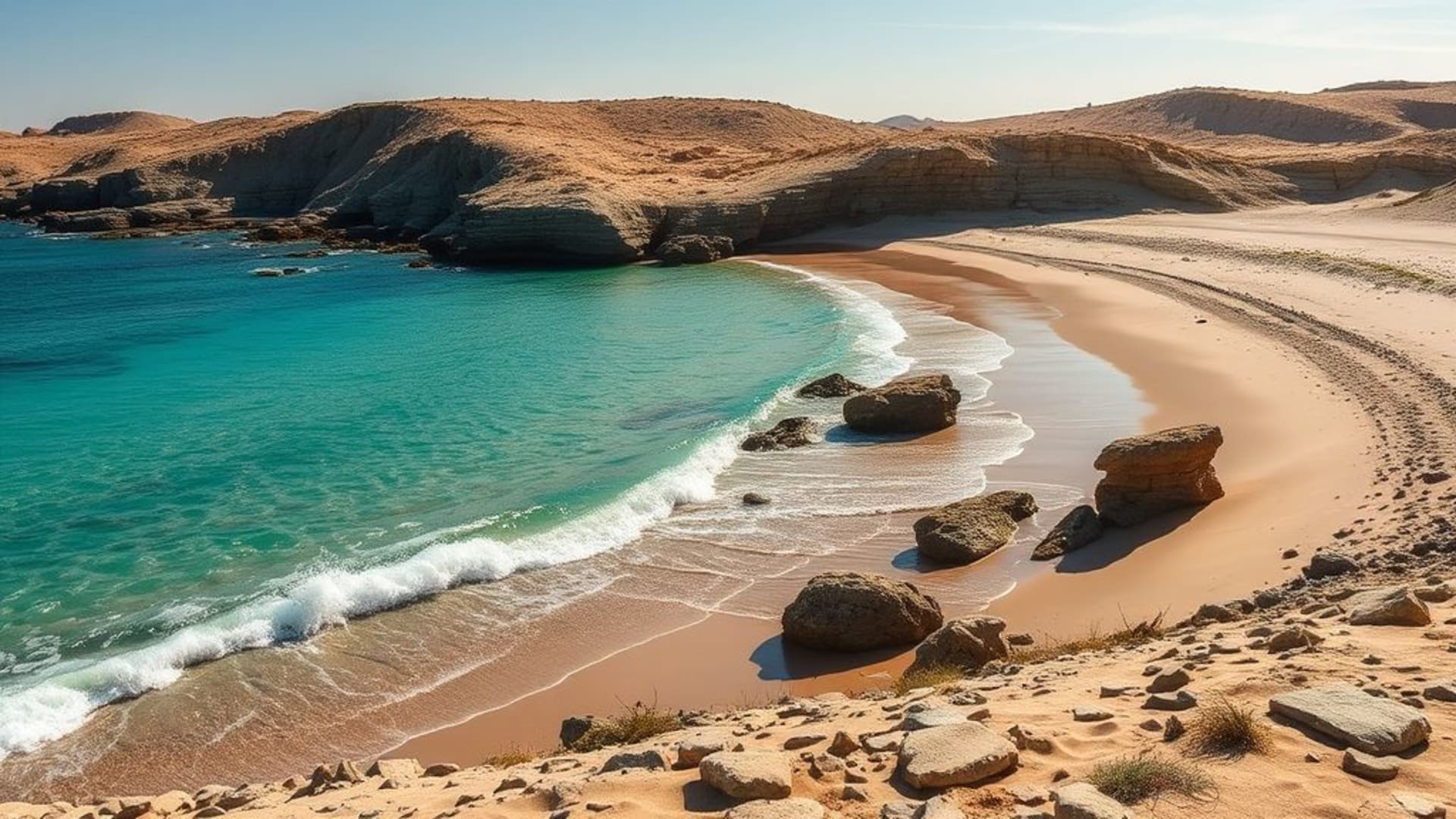 plages désertes au lever du soleil avec sable doré et eaux turquoise