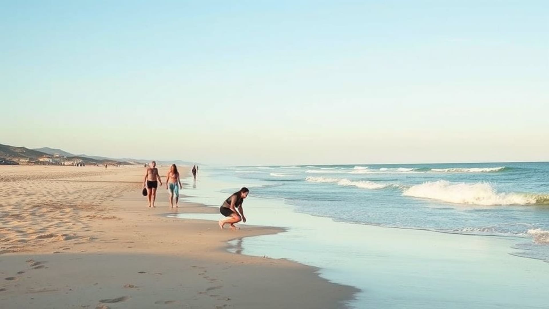 Vagues déferlantes et couchers de soleil dorés sur la plage