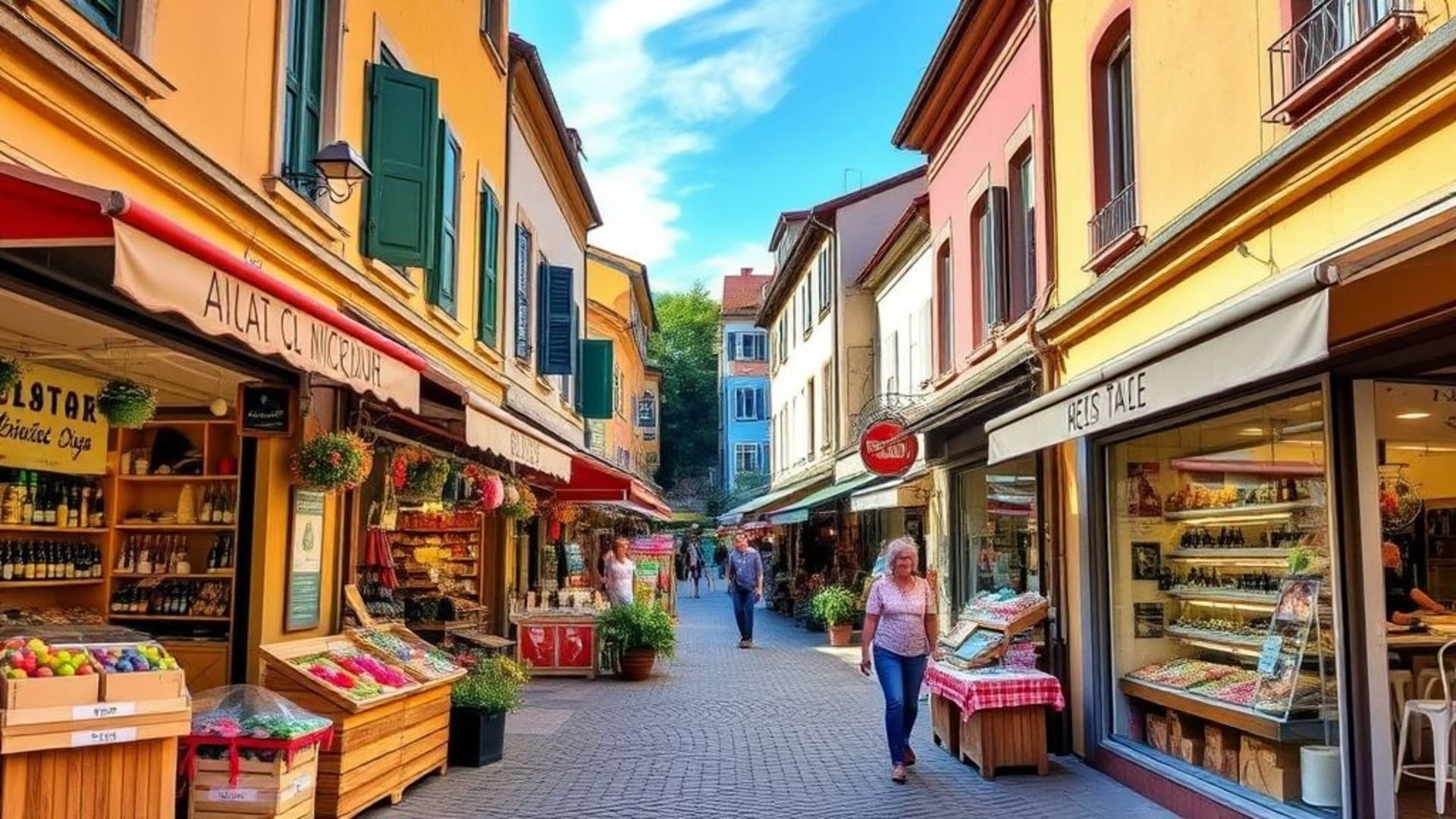 rues colorées d’un marché local dans une vieille ville