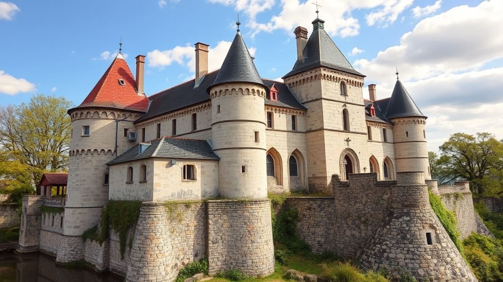 architecture médiévale avec châteaux et remparts en ruines