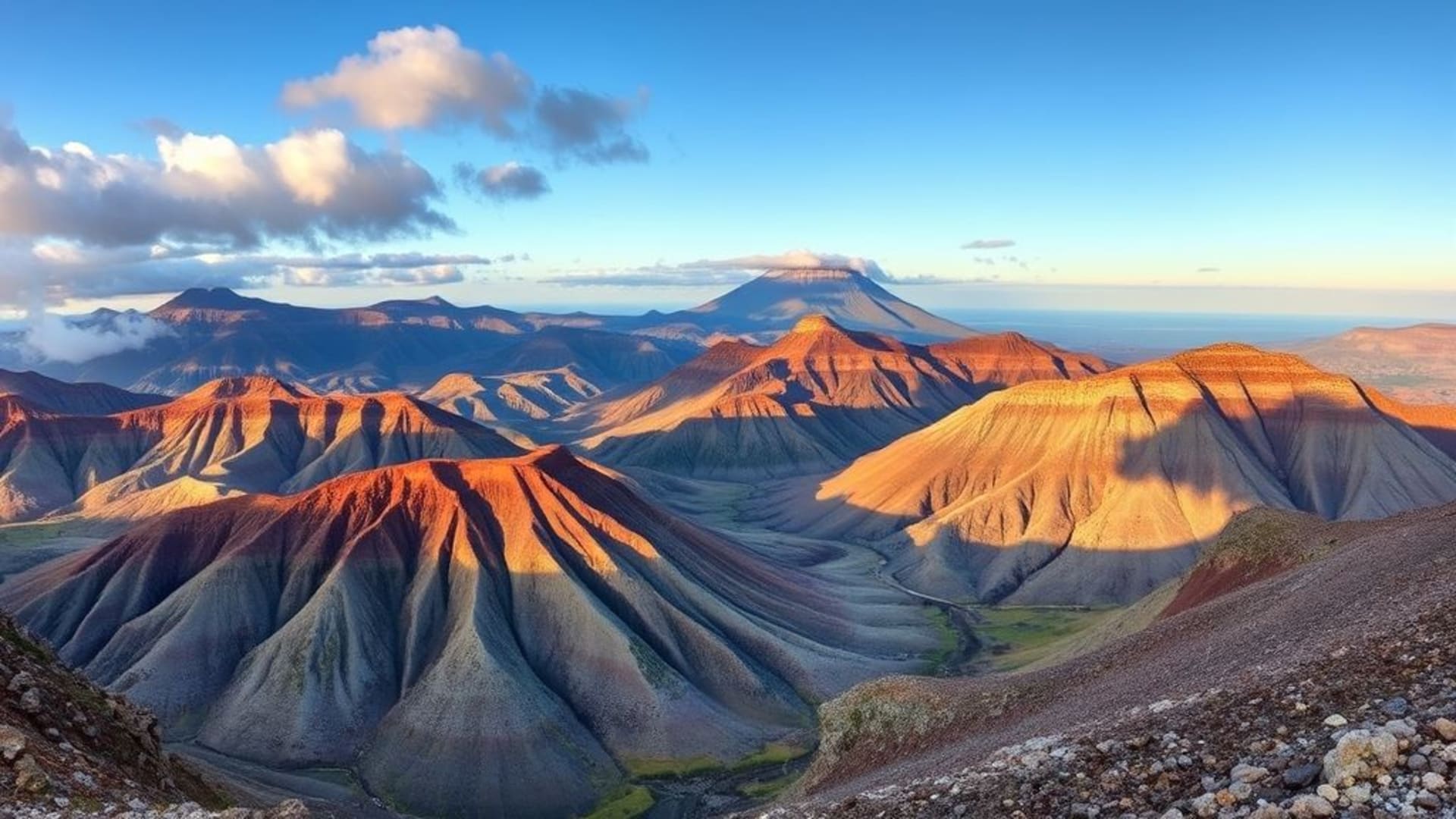 paysages volcaniques avec lave solidifiée et fumerolles