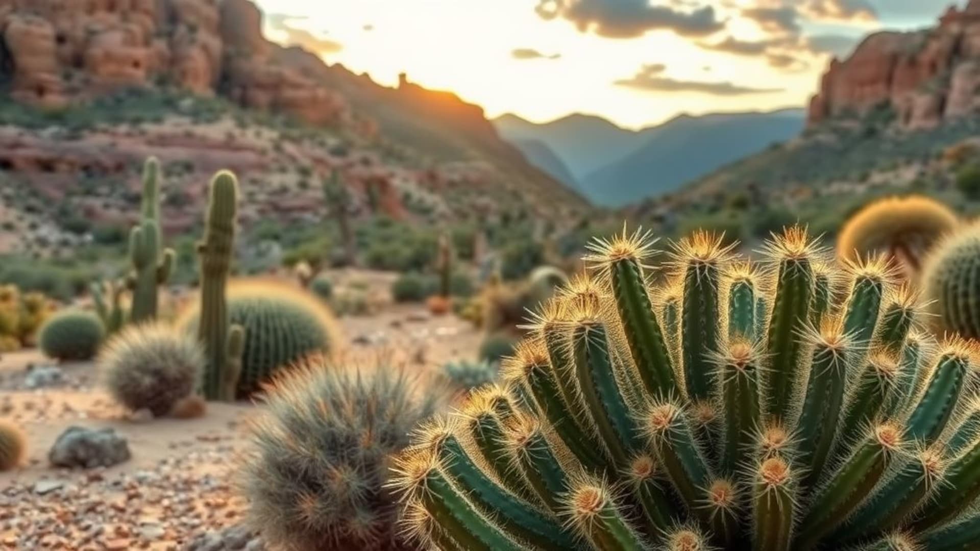 Paysages de désert avec cactus et mirages
