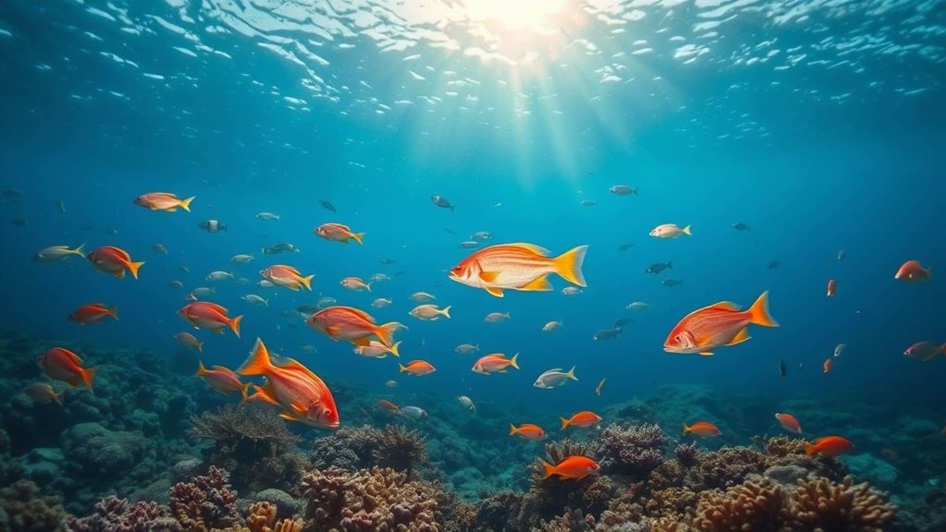paysages sous-marins avec coraux colorés et poissons tropicaux