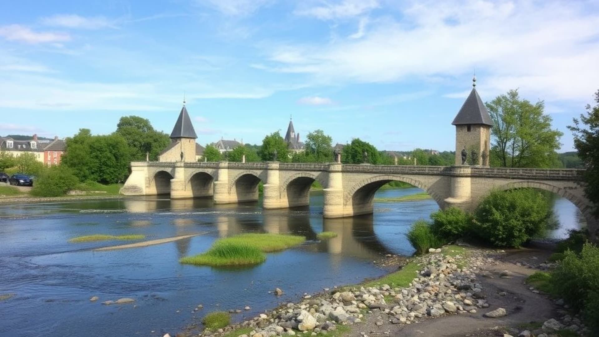 vieux pont en pierre sur une rivière paisible