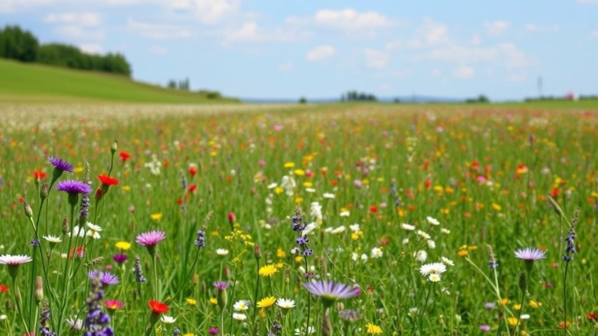 paysage de prairie avec fleurs sauvages multicolores au printemps