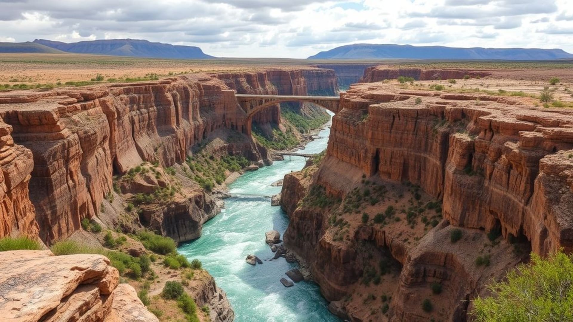 rivière sinueuse à travers un canyon profond et dramatique