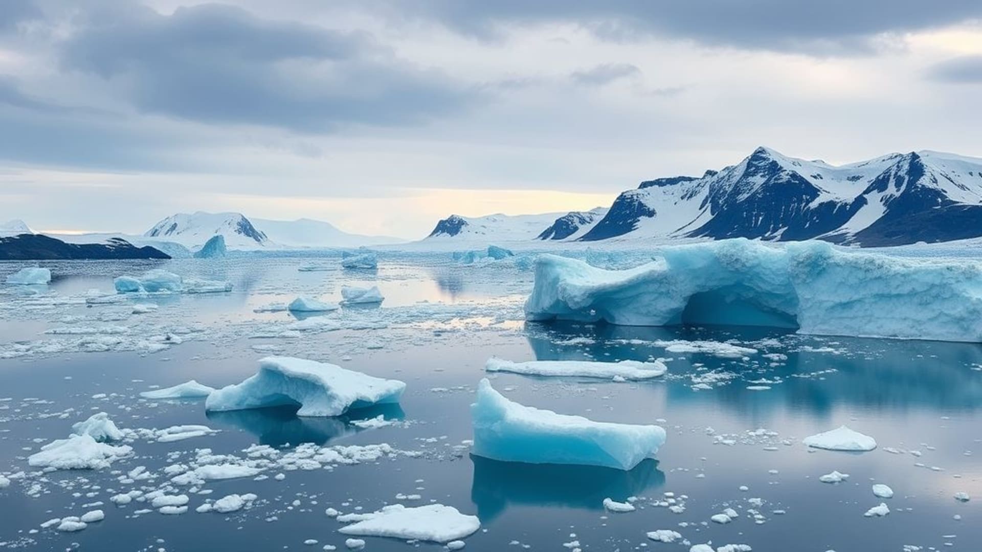 paysage de glace arctique avec icebergs et ours polaires