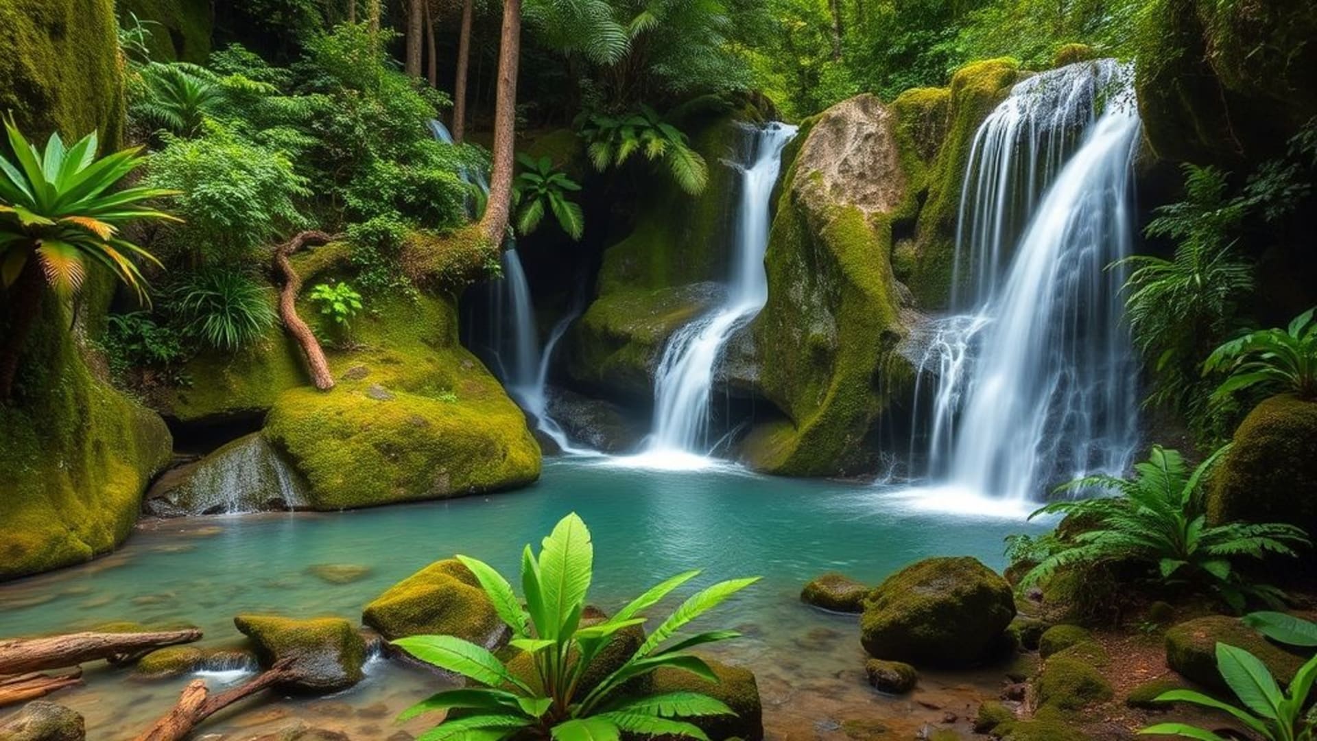 Cascades tropicales au cœur de la jungle verte