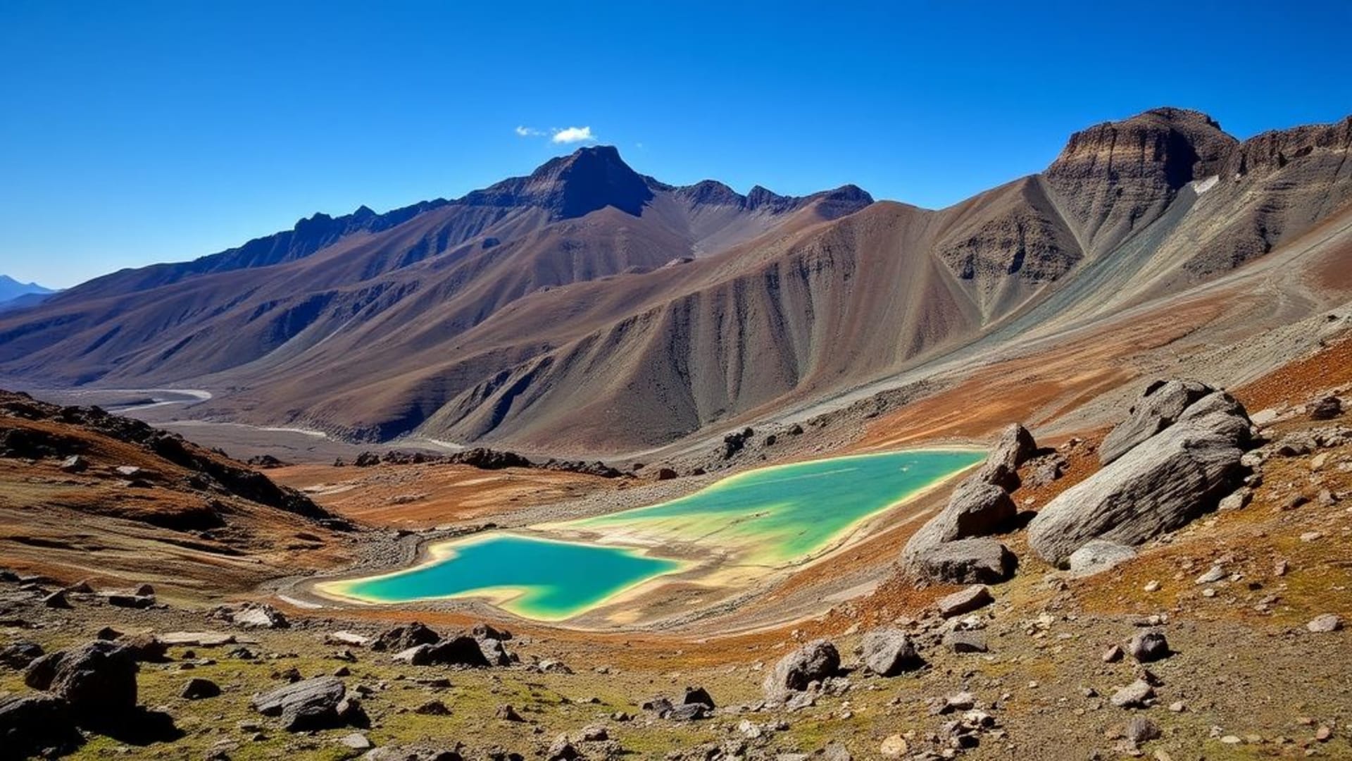 Paysages volcaniques avec lave en refroidissement