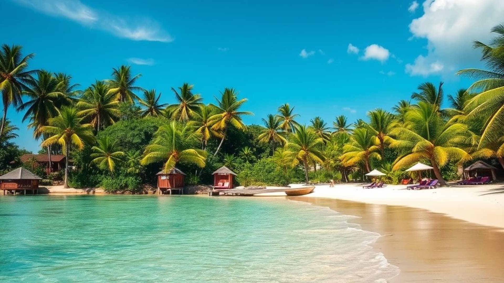 Plages tropicales sable blanc eaux turquoises et palmiers luxuriants