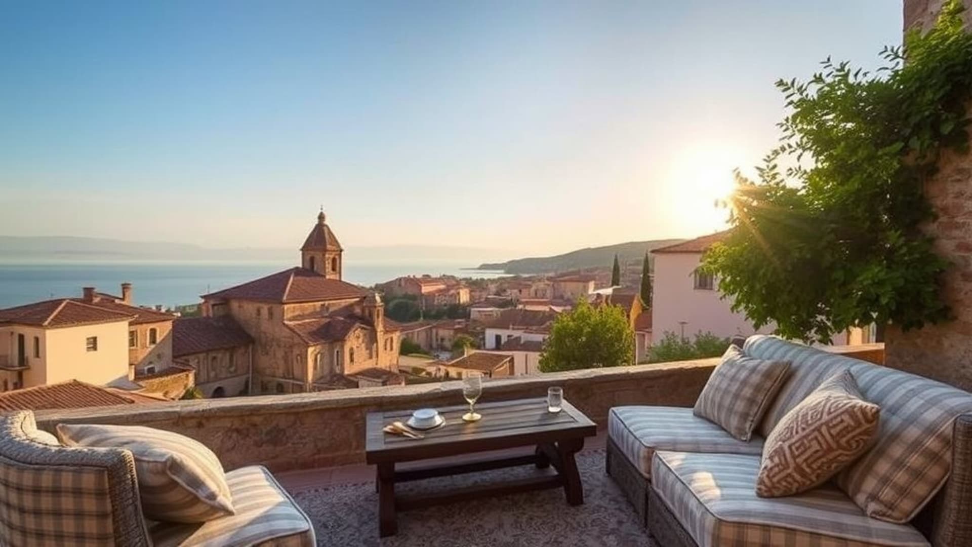 Couchers de soleil dans des villes anciennes méditerranéennes