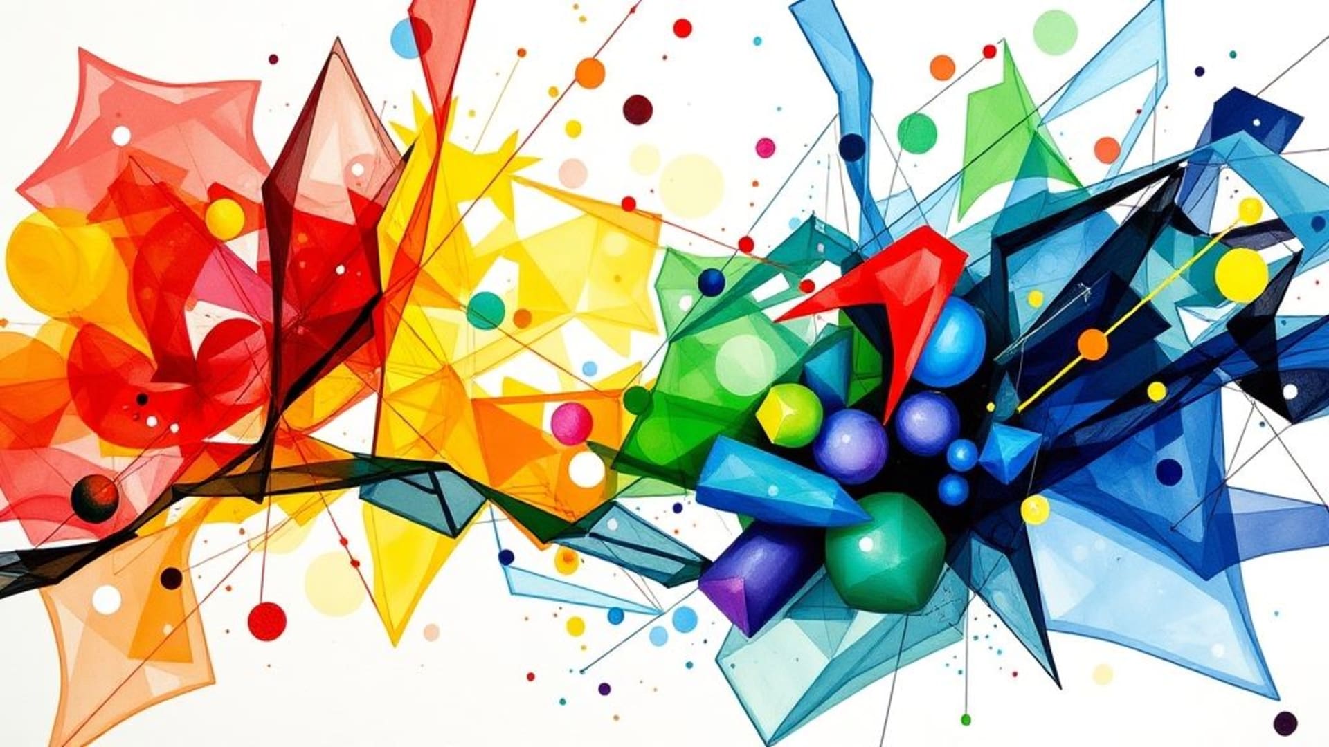 Dessins abstraits aux couleurs vives et formes géométriques dynamiques
