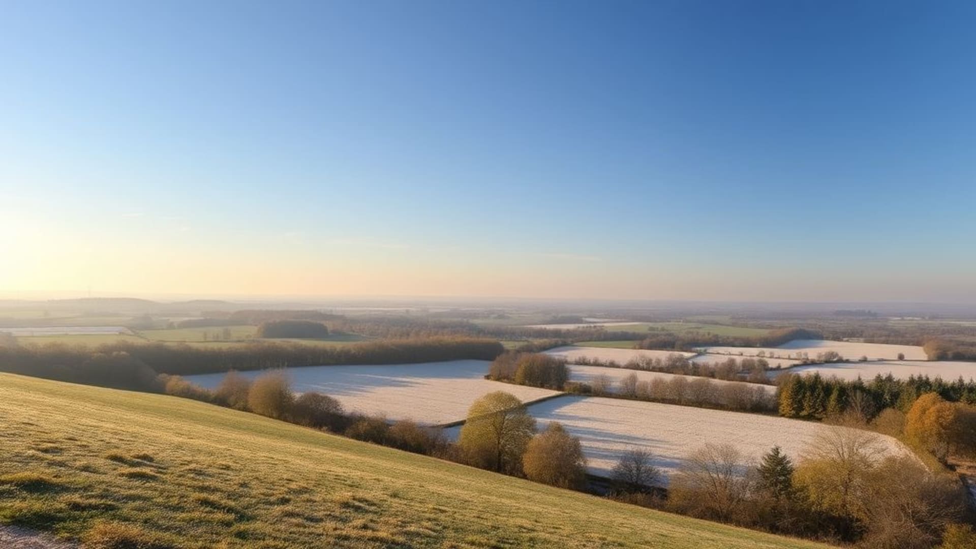 Paysages de champs de blé doré sous un grand ciel bleu de journée
