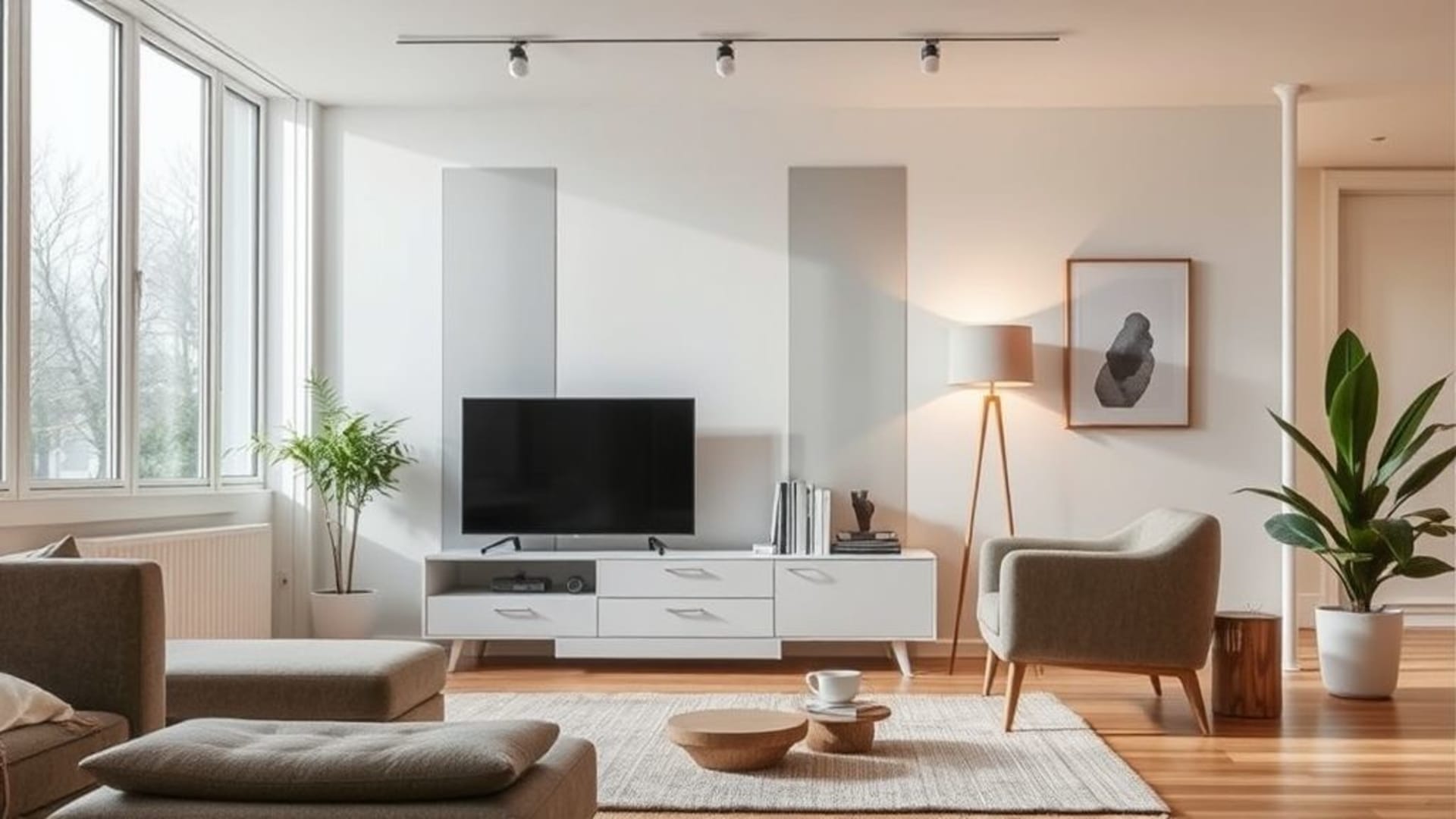 Intérieurs minimalistes modernes avec mobilier design et palettes neutres