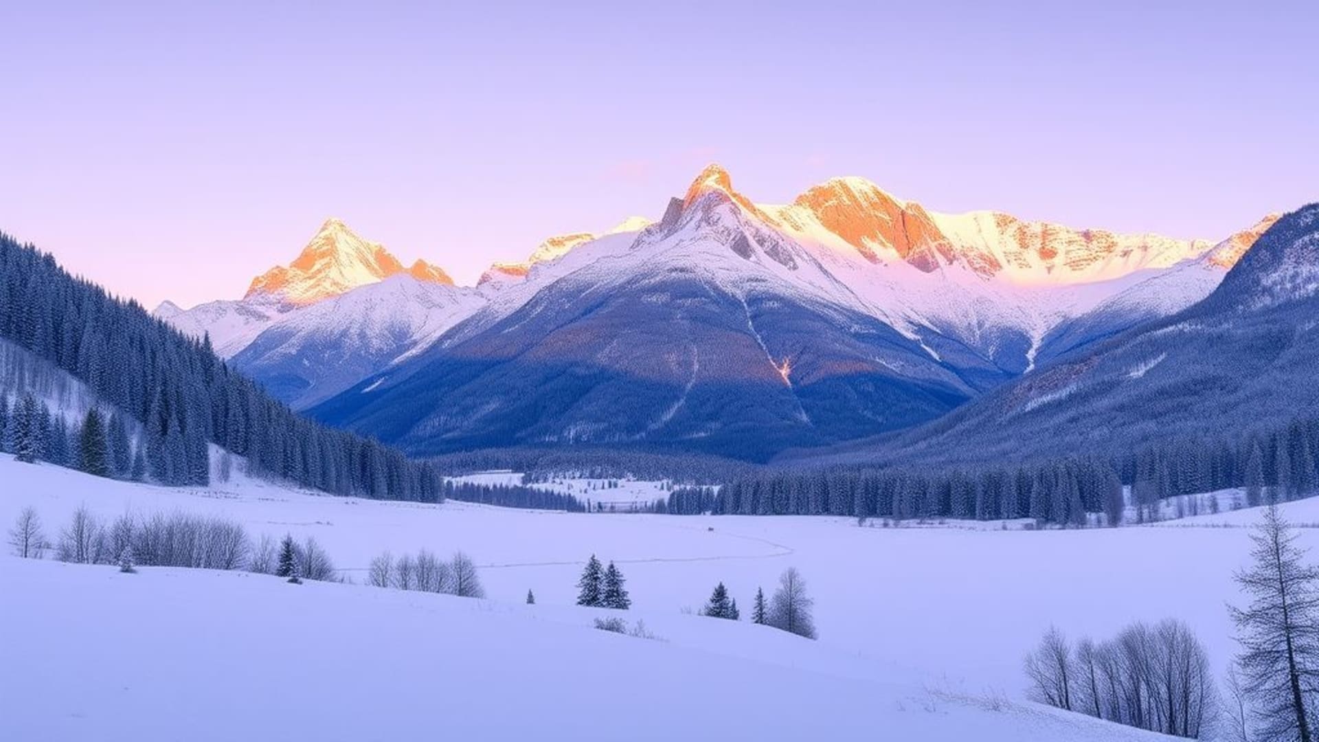 reflets de montagnes enneigées dans lacs glacés au matin