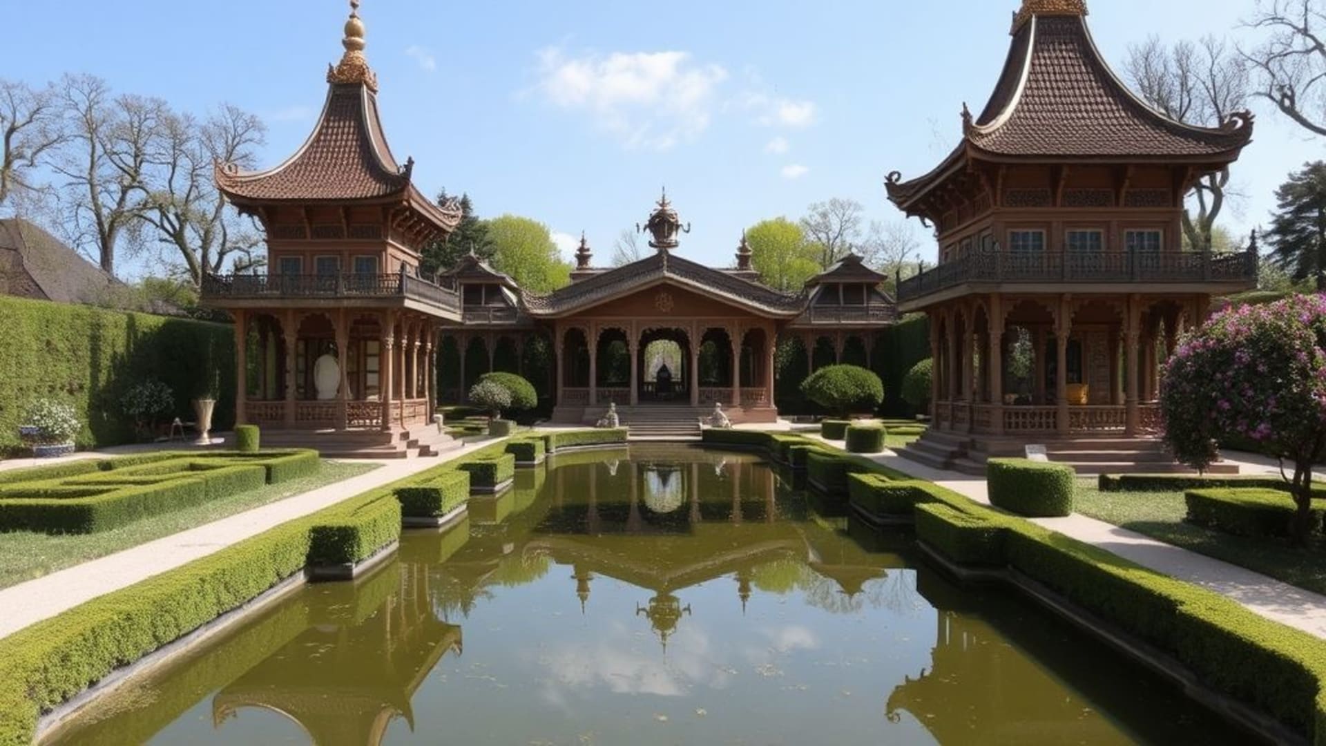 temples antiques dans des jardins luxuriants et traditions anciennes