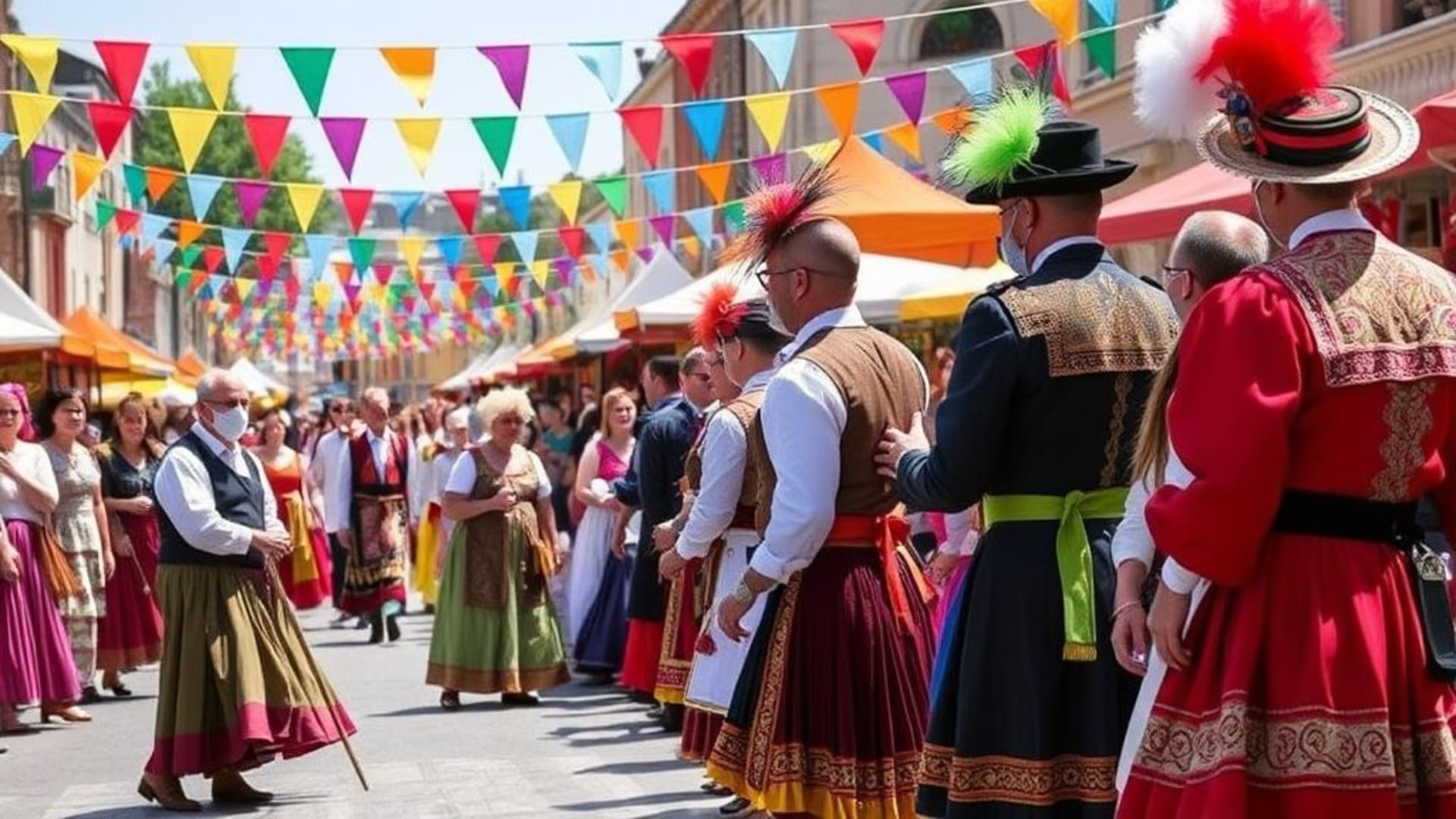 scènes de festivals culturels colorés avec costumes traditionnels