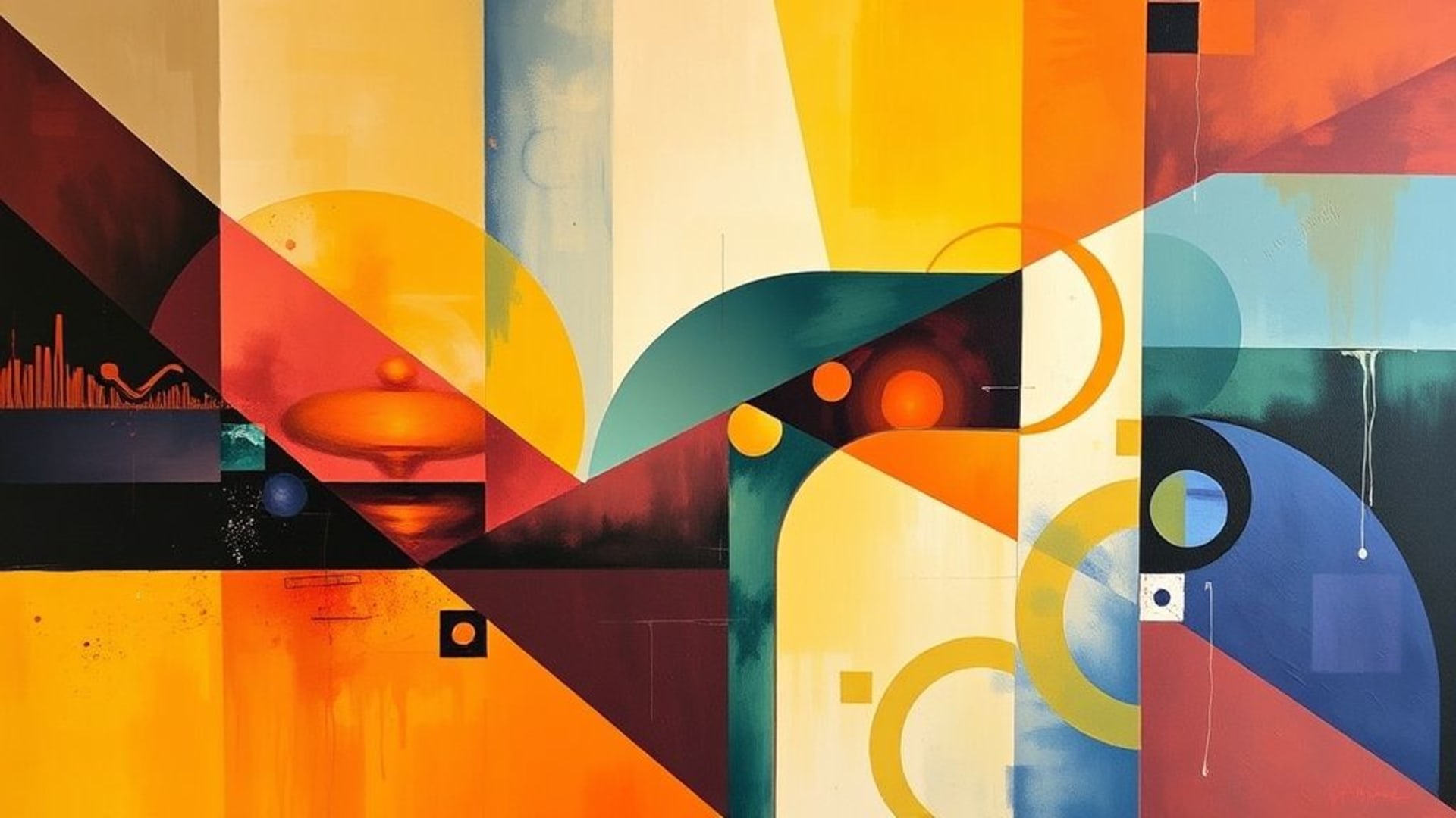 œuvres d’art abstraites avec formes géométriques et couleurs vives