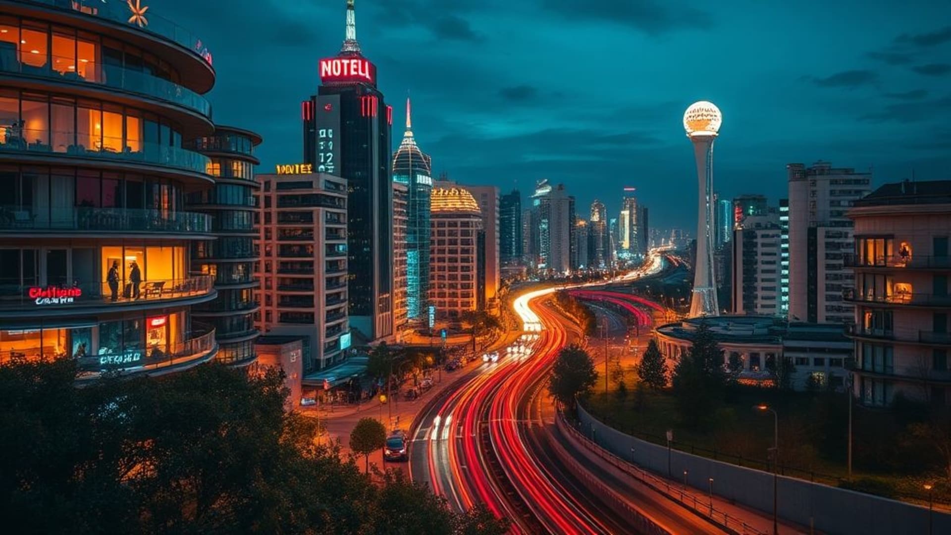 villes futuristes illuminées la nuit