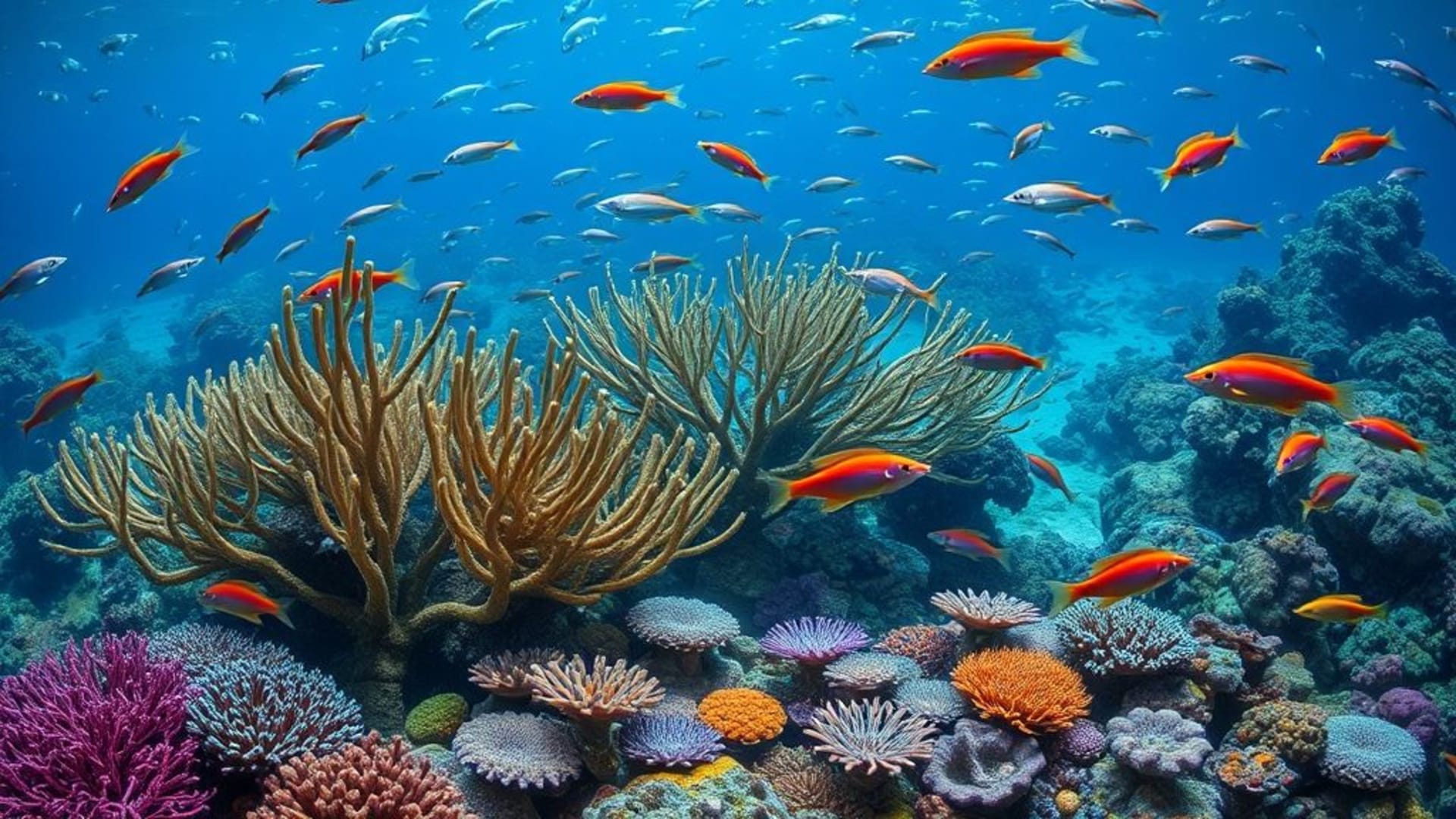 sous-marin avec récifs coralliens vibrants et poissons multicolores