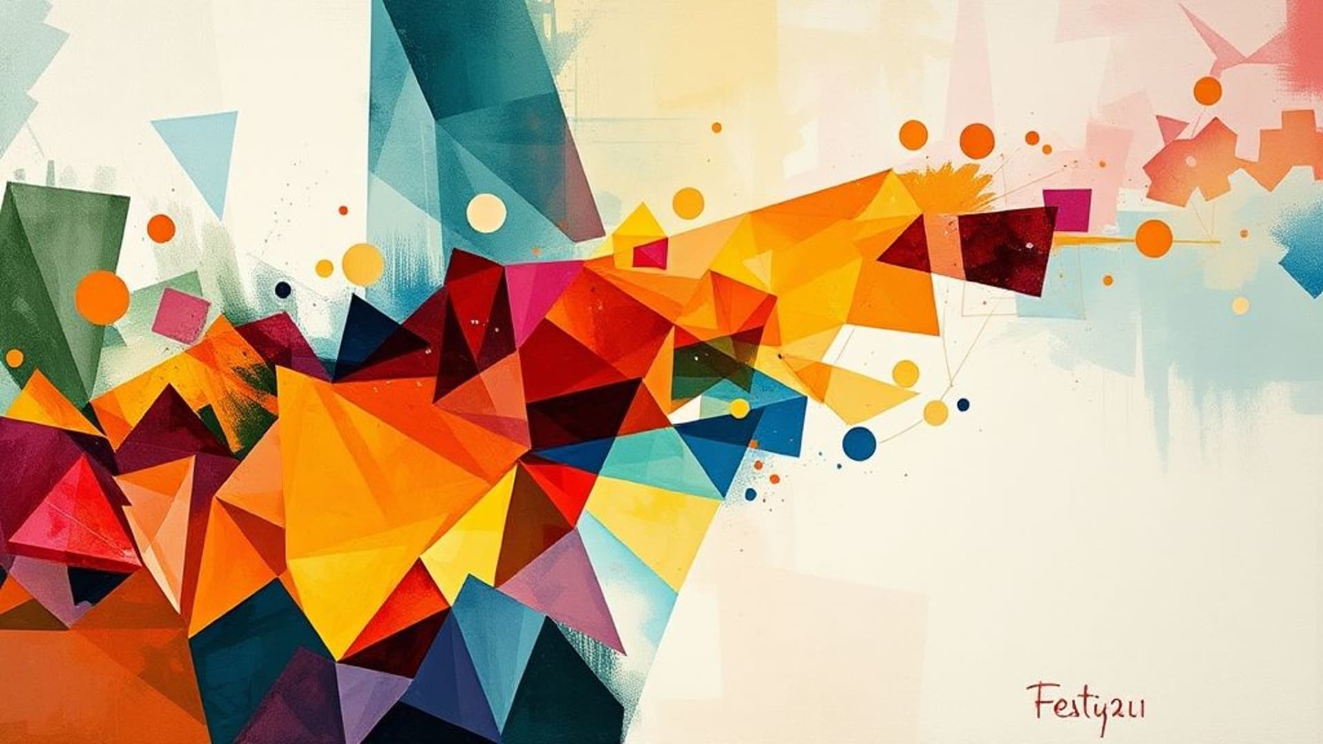 art abstrait avec vagues de couleurs vives et formes géométriques