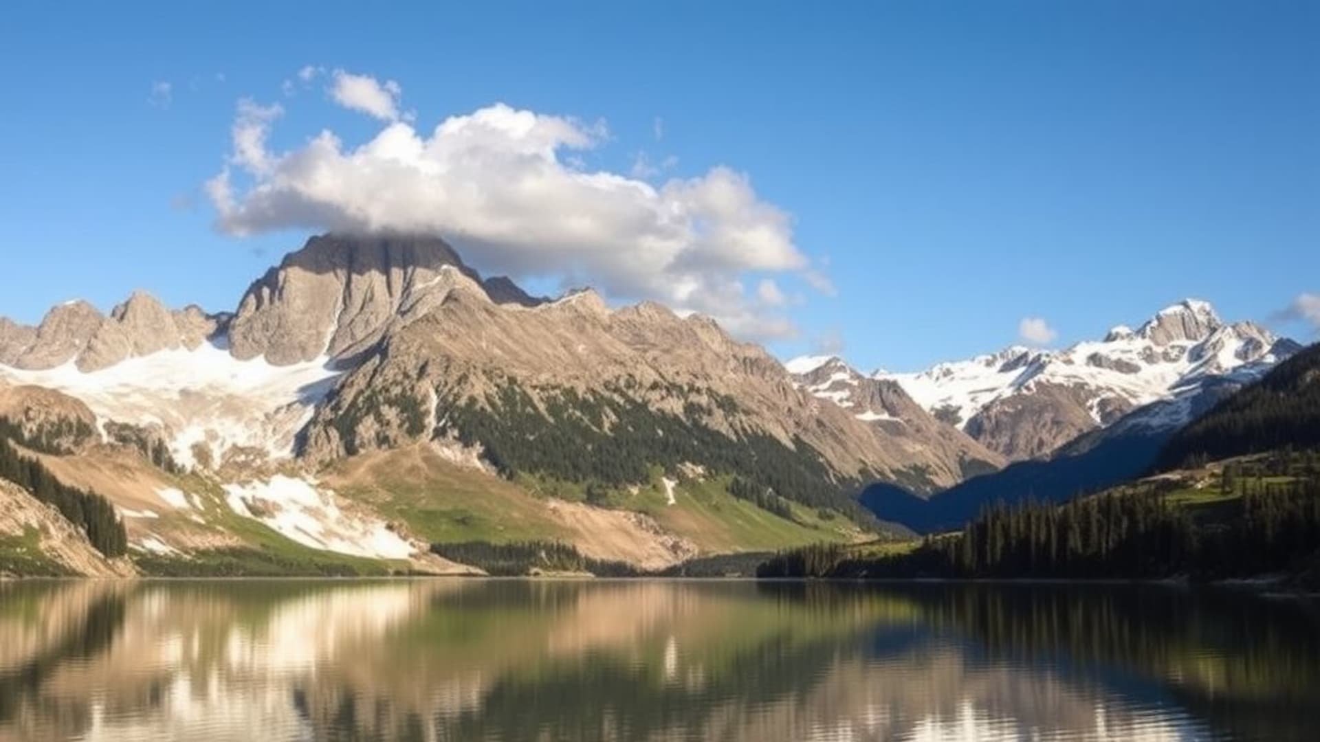 Lacs alpins reflétant les montagnes majestueuses