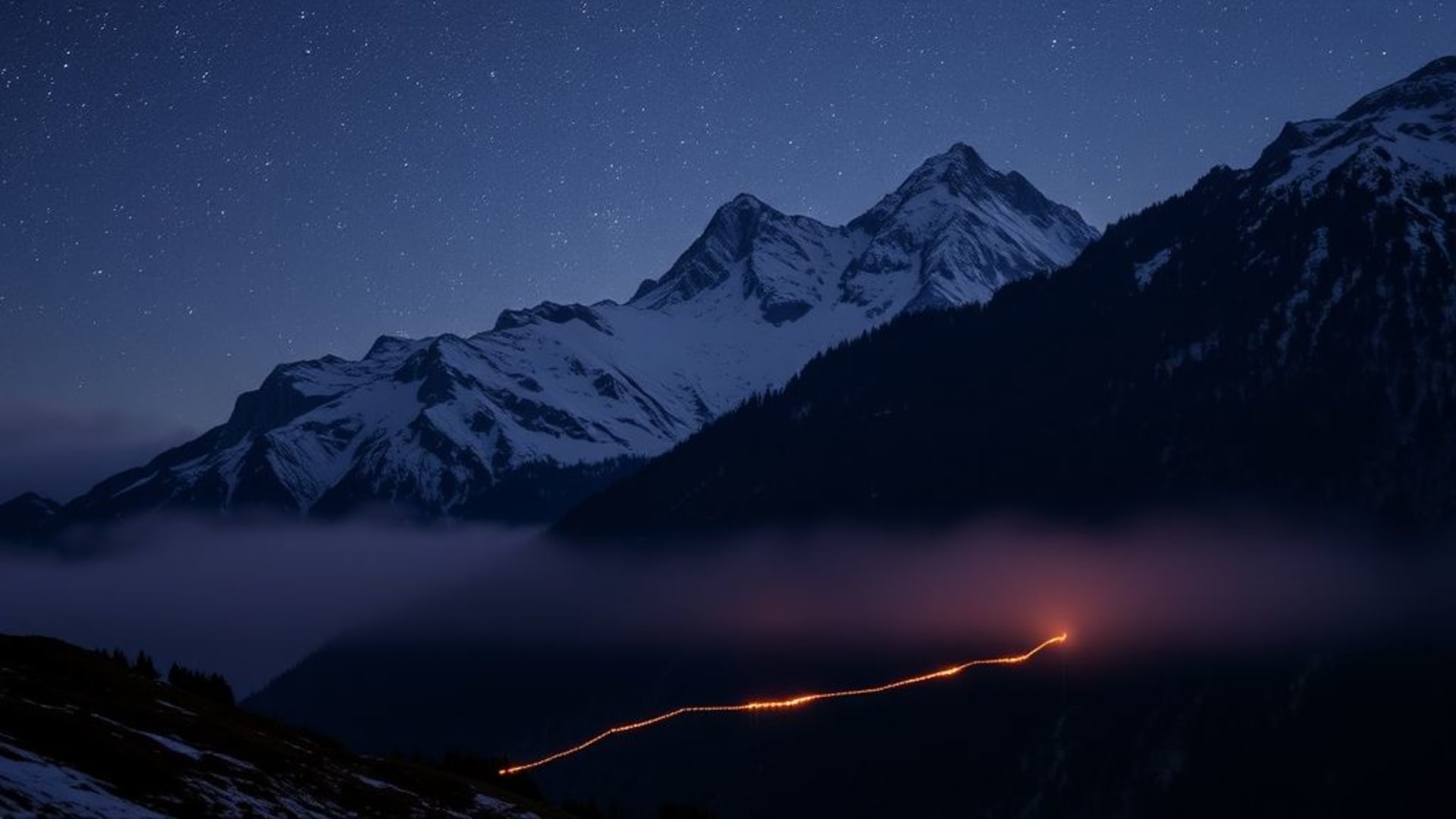 Voies lactées traversant un ciel de montagne