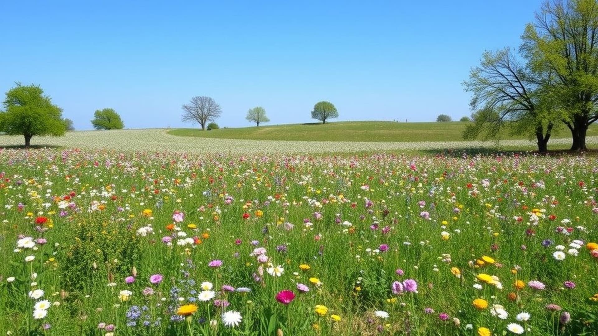champs de fleurs sauvages en plein printemps