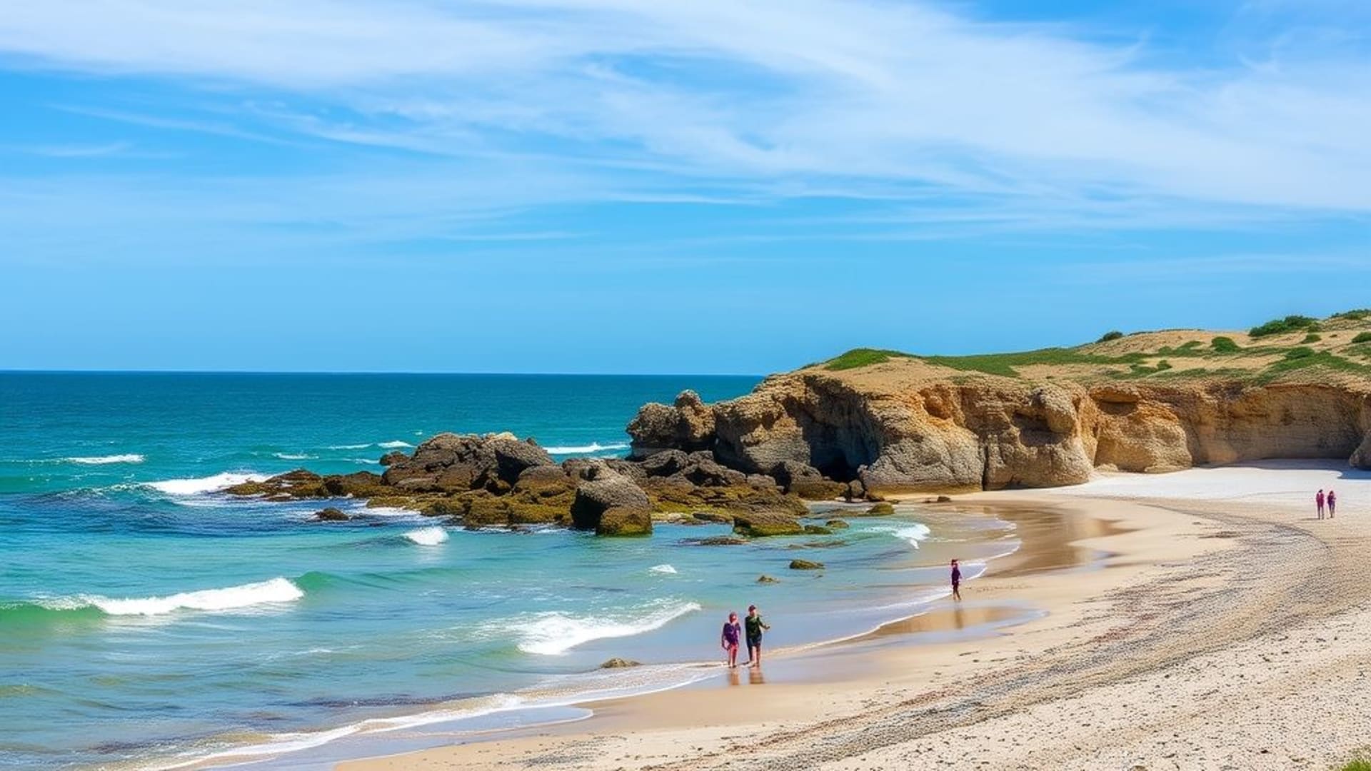 plages rocheuses sauvages au crépuscule