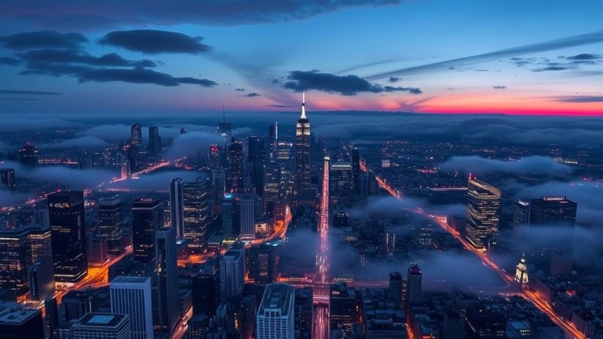 vues aériennes de grandes métropoles de nuit