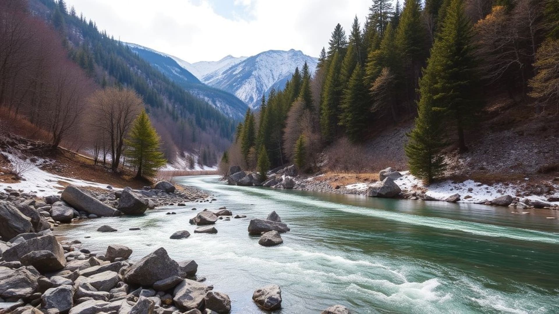 vallées verdoyantes avec rivières sinueuses