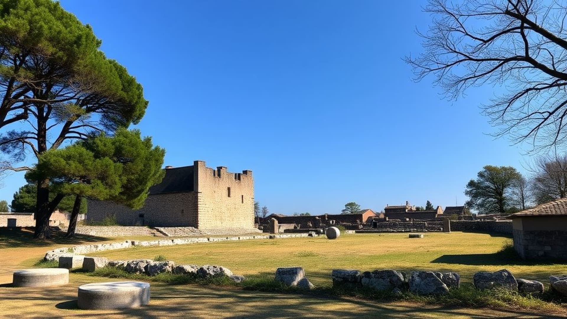 sites archéologiques anciens sous un ciel bleu